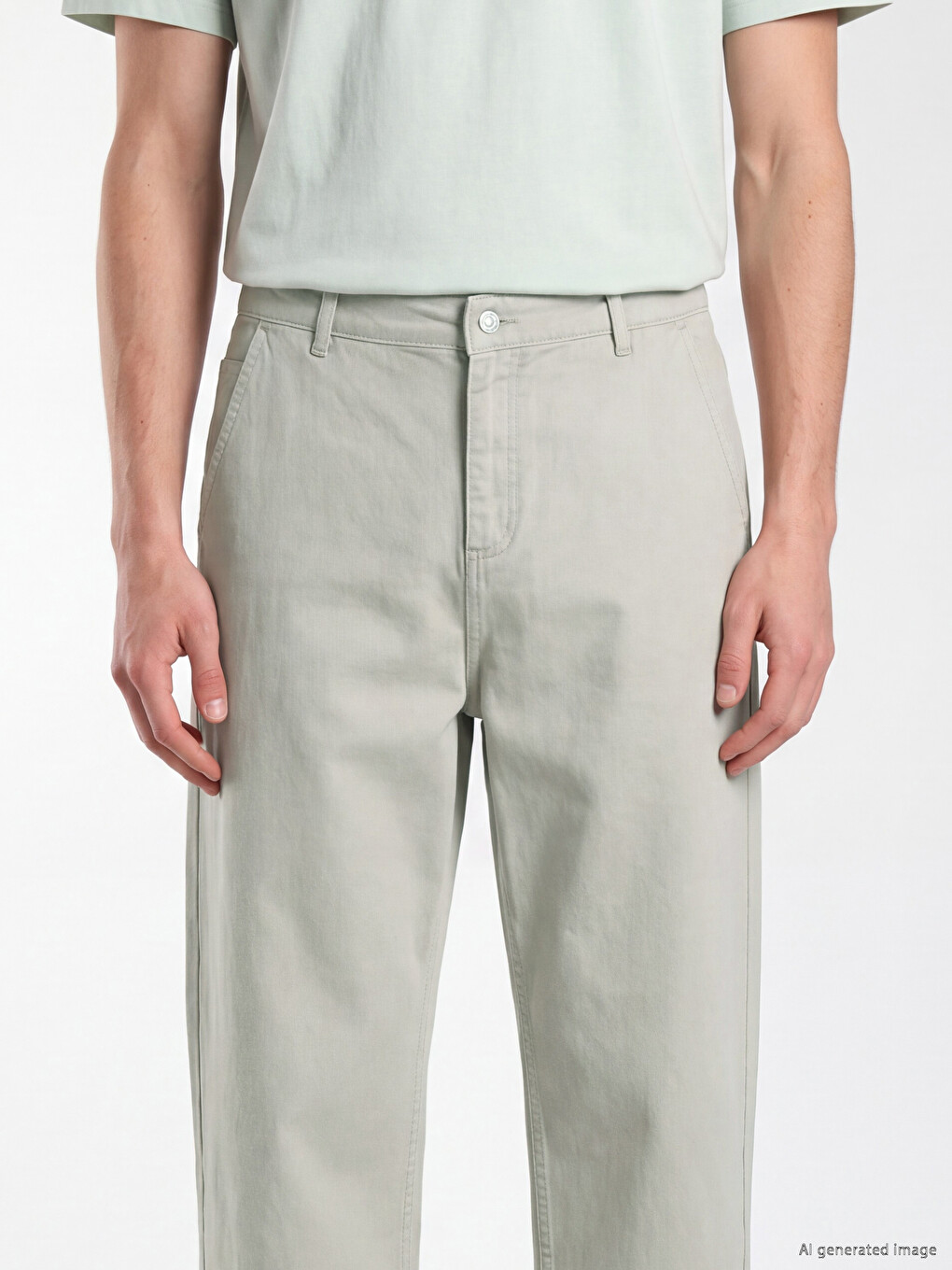 Beyaz Relax Fit Gabardin Erkek Pantolon-2