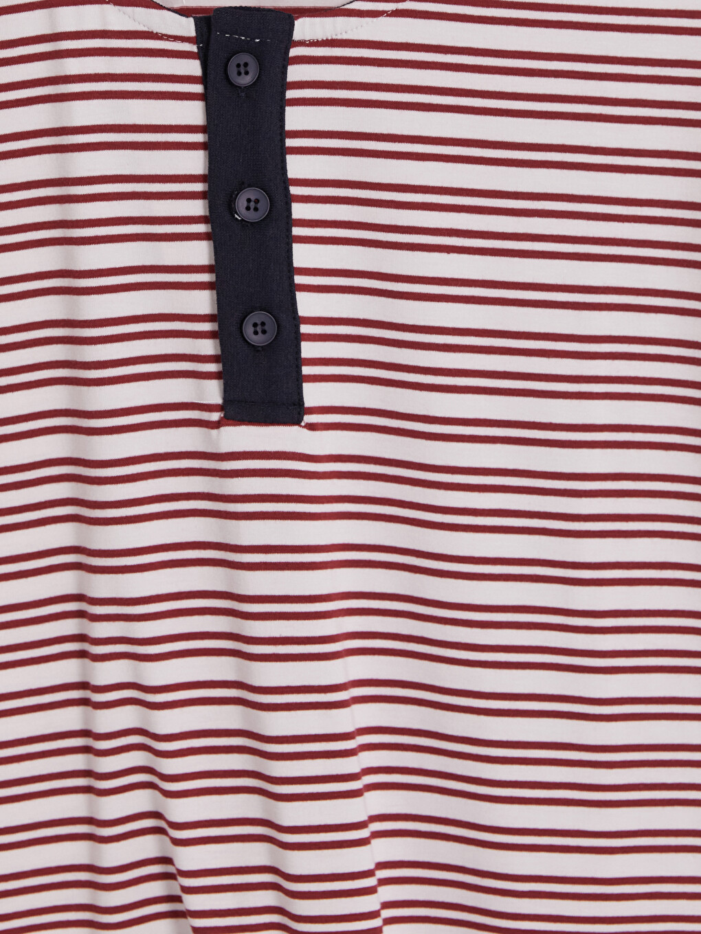 Beyaz Henley Yaka Çizgili Erkek Tişört-4