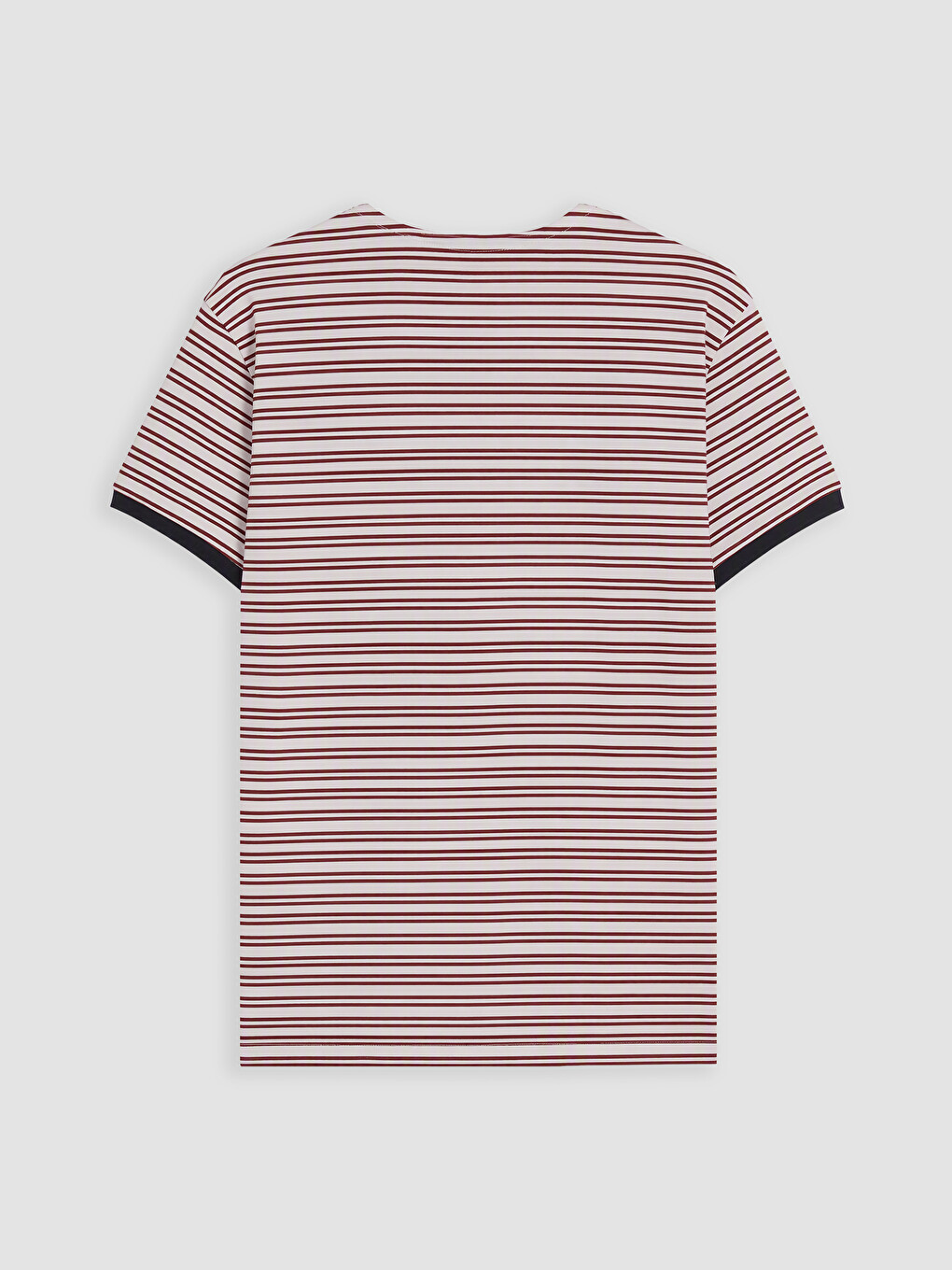 Beyaz Henley Yaka Çizgili Erkek Tişört-5
