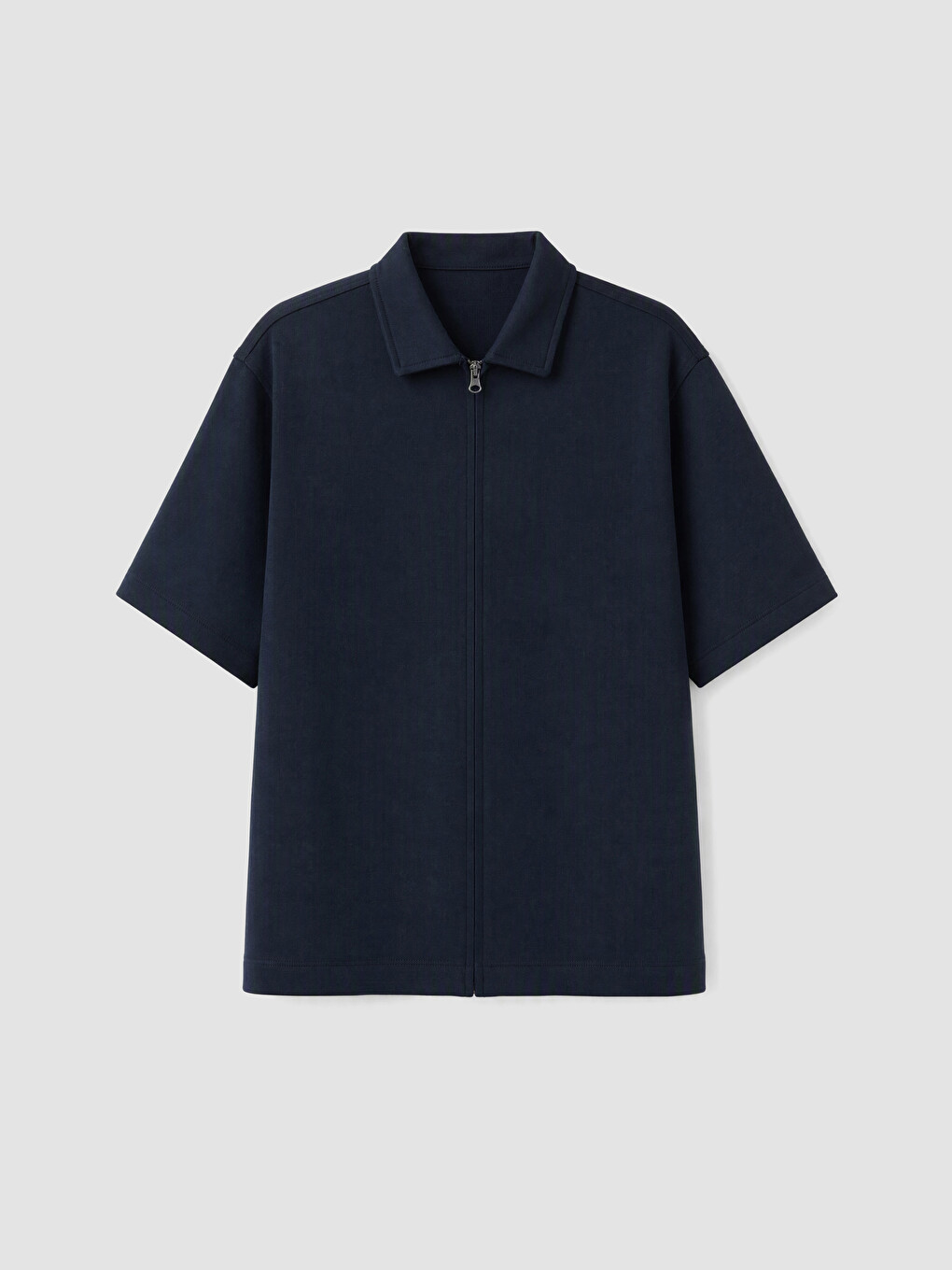 Lacivert Loose Fit Fermuarlı Erkek Gömlek-4