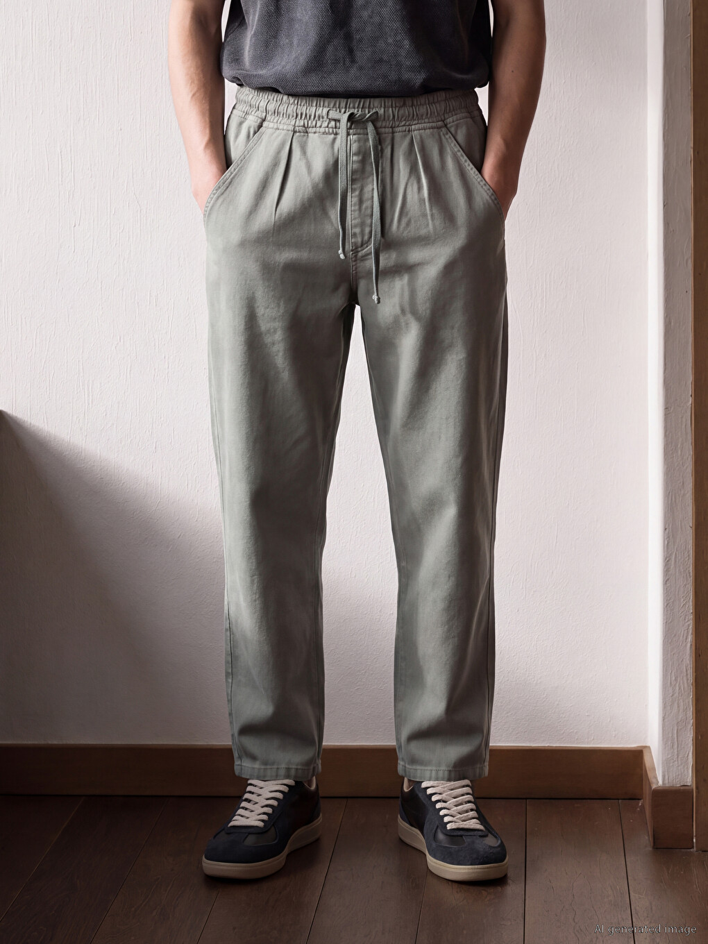 Yeşil Loose Fit Erkek Jean Pantolon-1