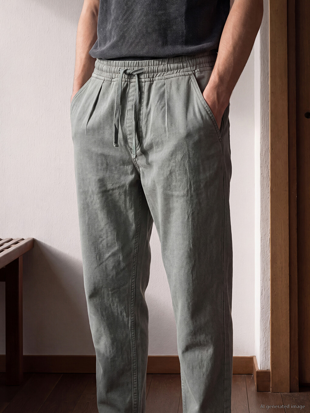 Yeşil Loose Fit Erkek Jean Pantolon-2