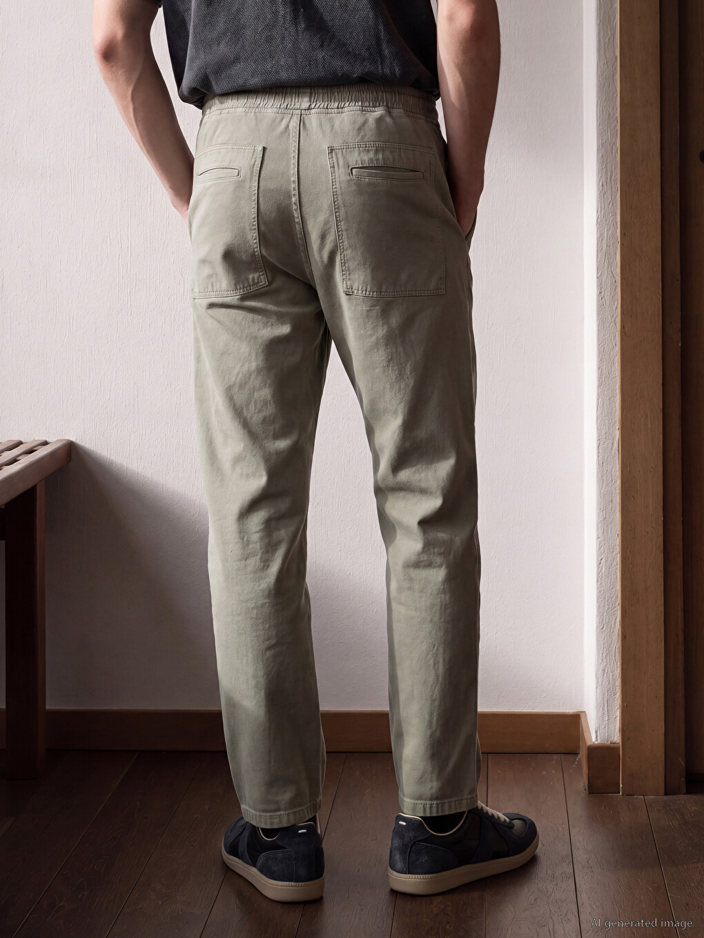 Yeşil Loose Fit Erkek Jean Pantolon-3