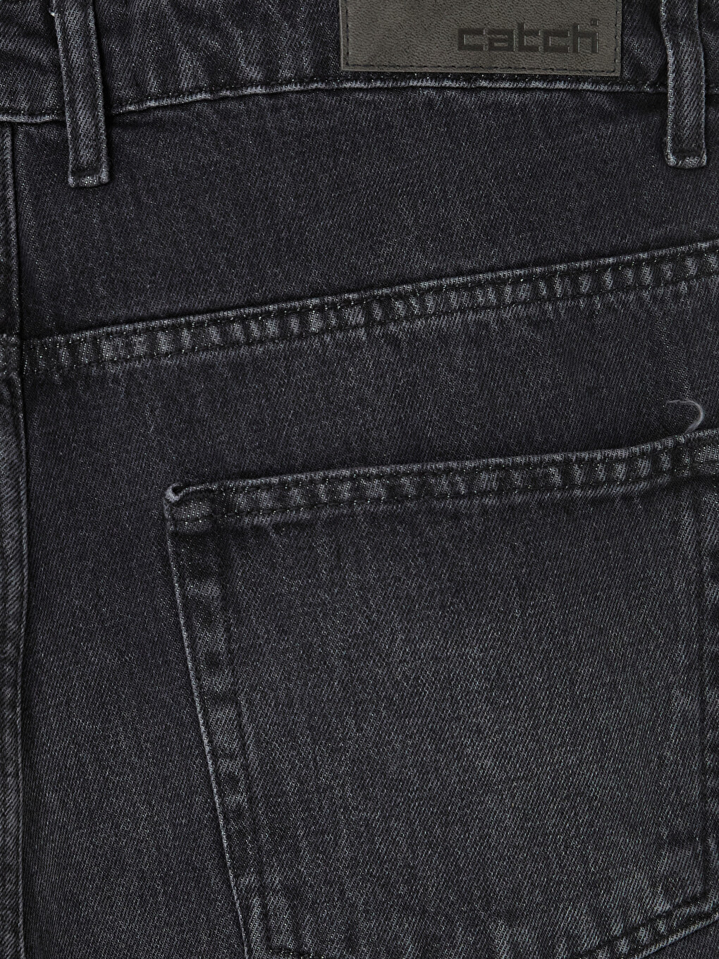 Siyah Loose Fit Nakışlı Erkek Jean Pantolon-2