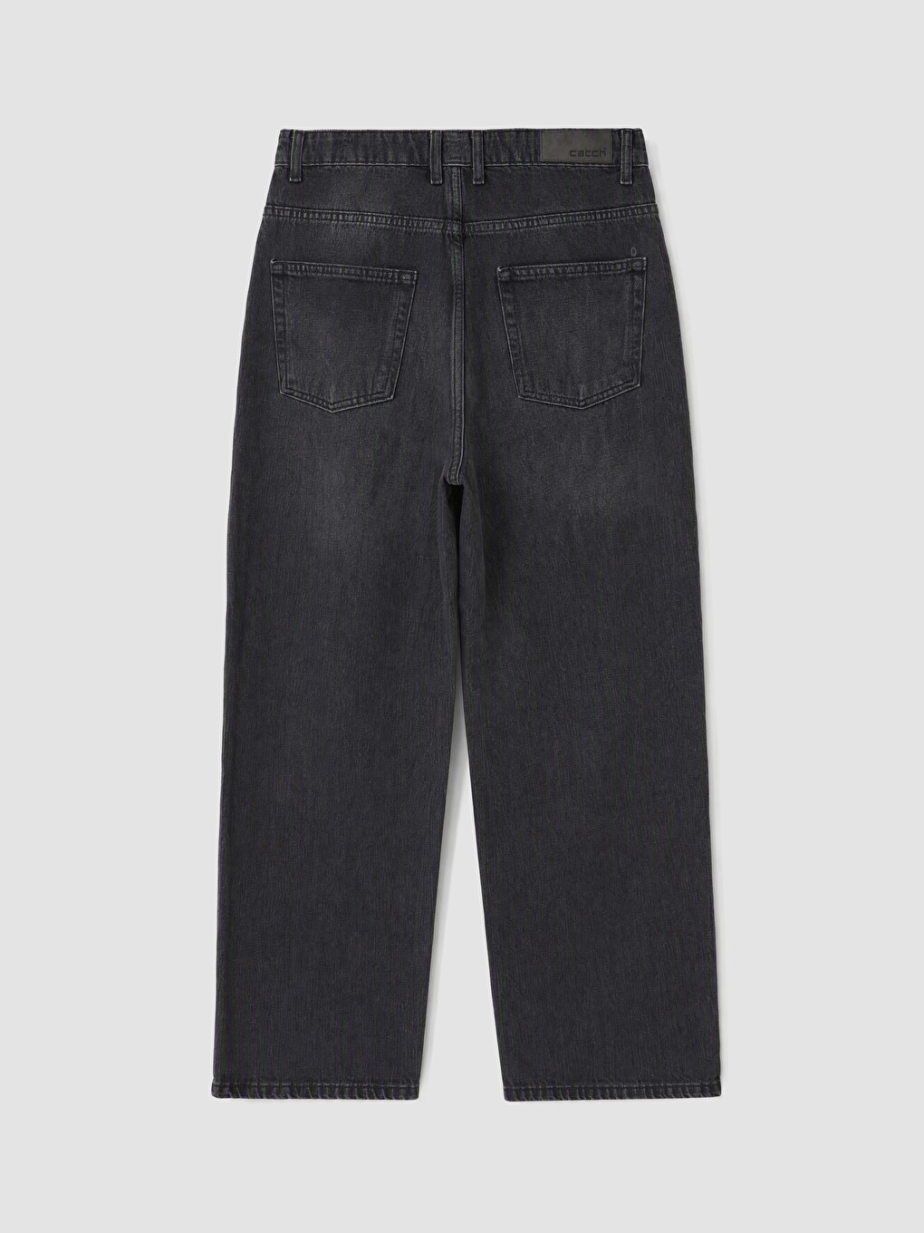 Siyah Loose Fit Nakışlı Erkek Jean Pantolon-3