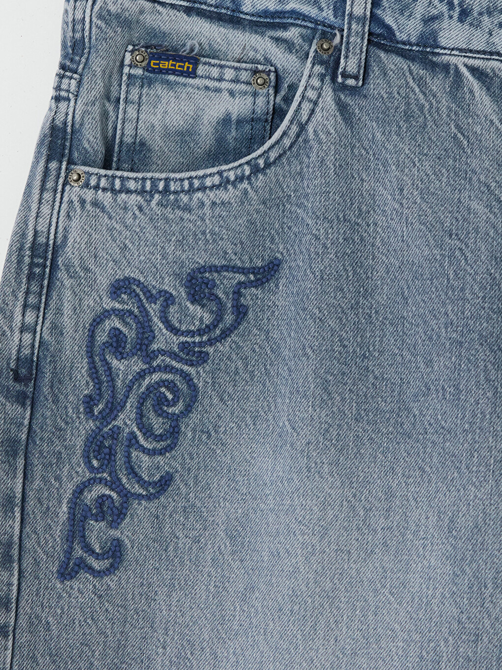 Mavi Loose Fit Nakışlı Erkek Jean Pantolon-5