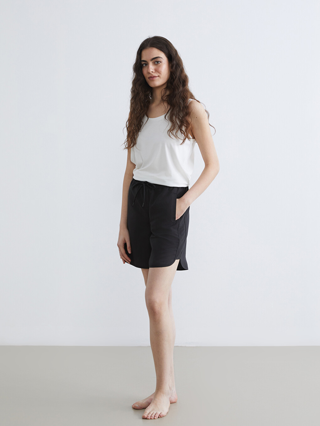 Women's Elastic Waist Plain Beach Shorts