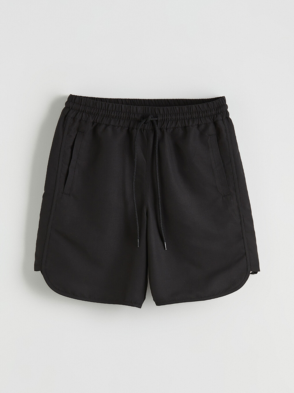 Women's Elastic Waist Plain Beach Shorts-4