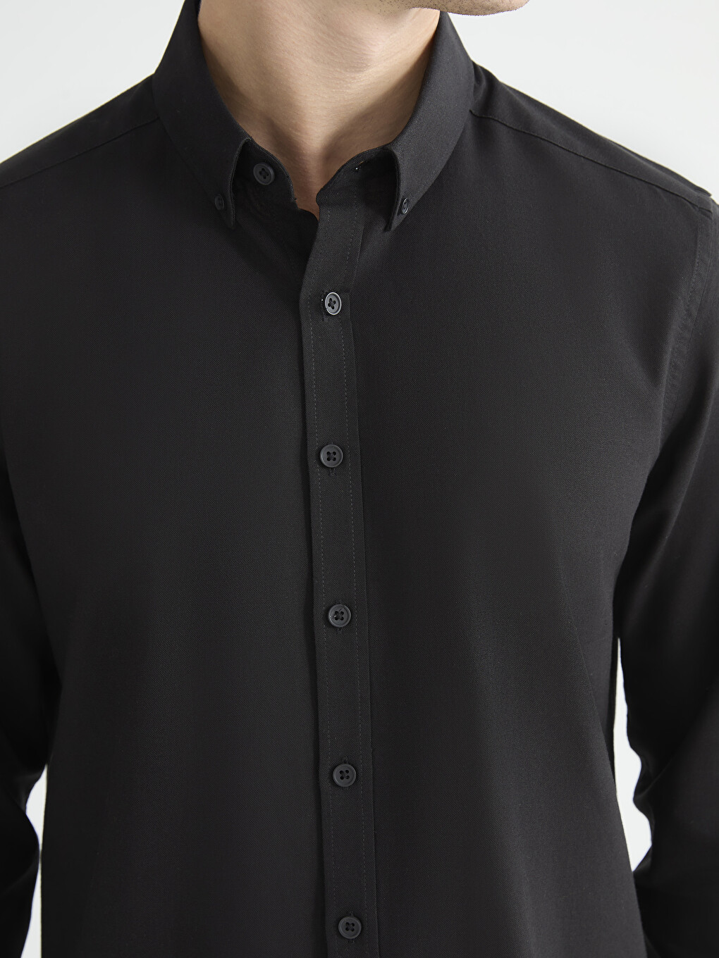 Slim Fit Long Sleeve Oxford Men's Shirt-4