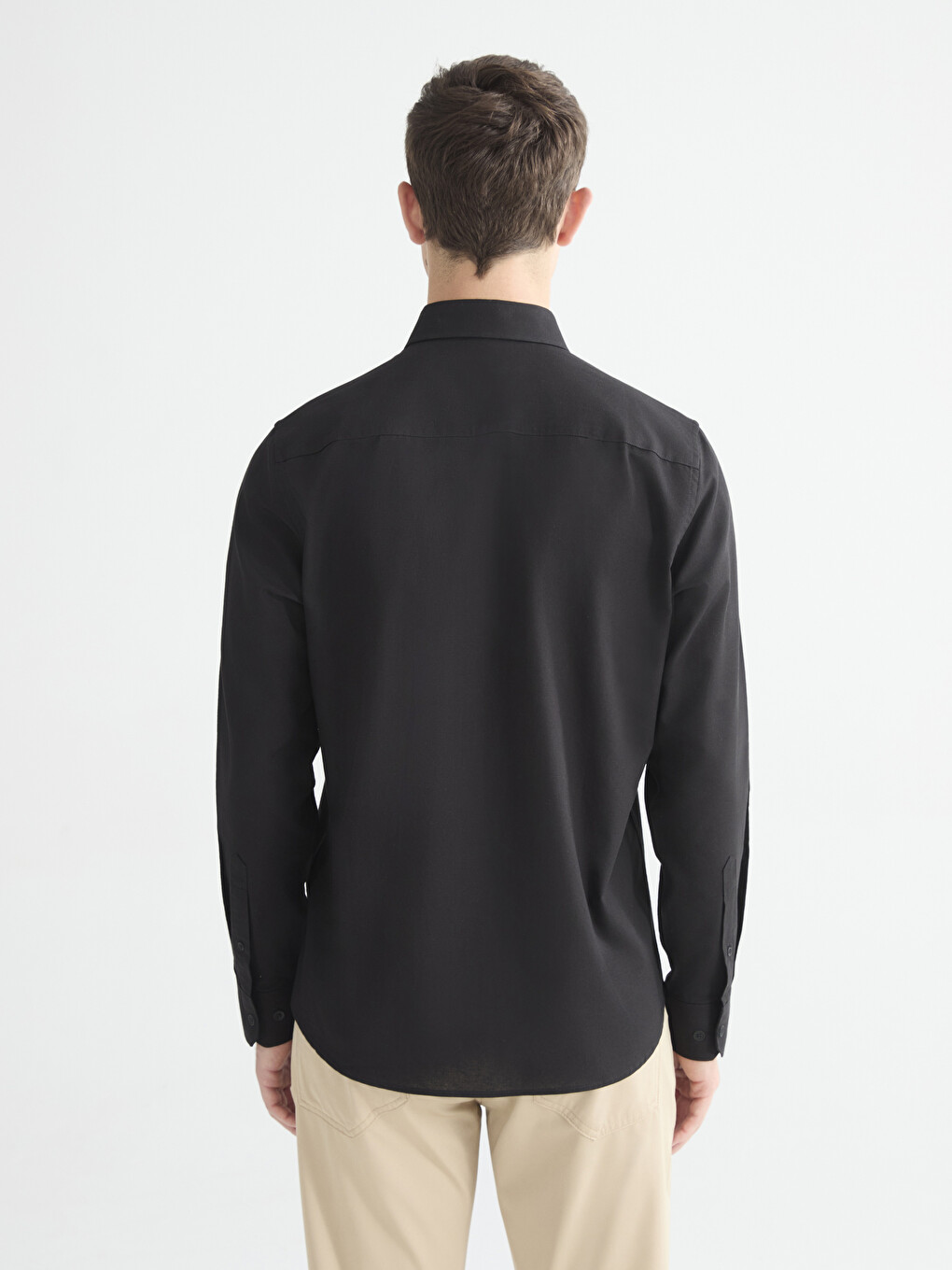 Slim Fit Long Sleeve Oxford Men's Shirt-6