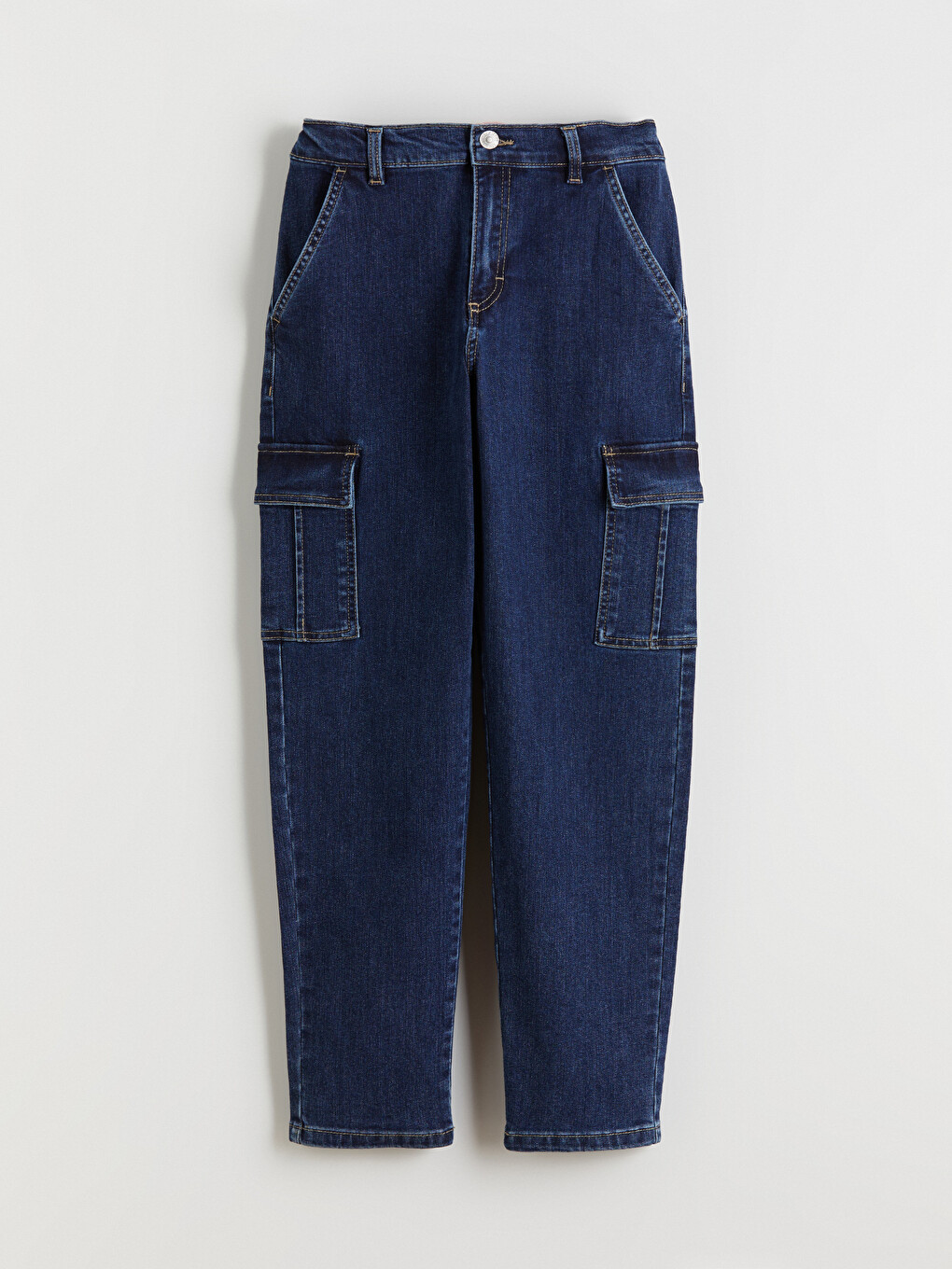 İndigo Beli Lastikli Erkek Çocuk Kargo Jean Pantolon