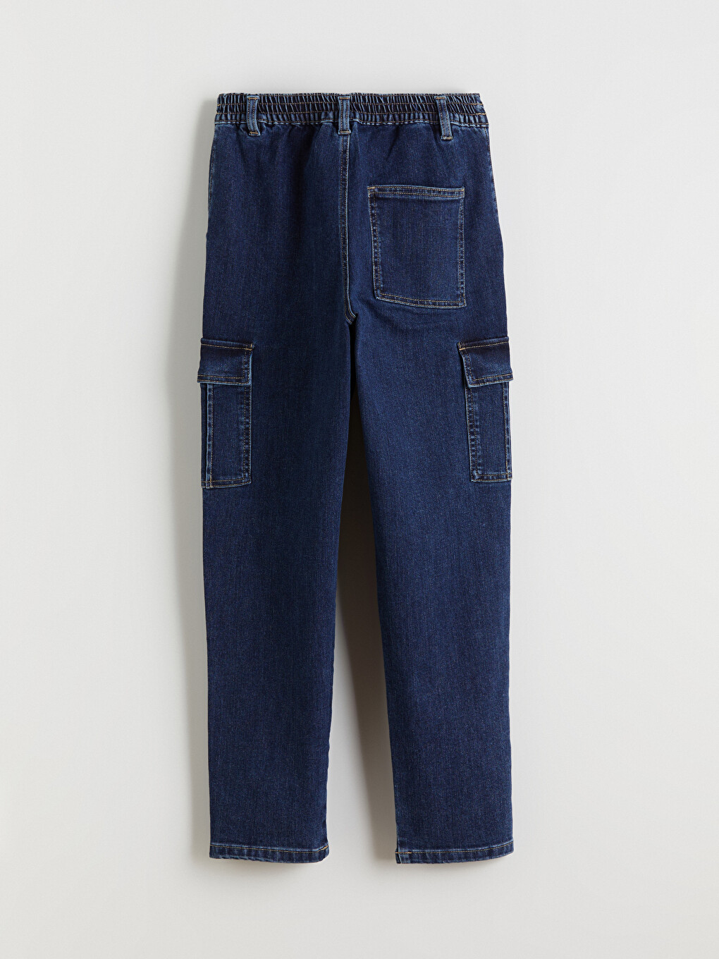 İndigo Beli Lastikli Erkek Çocuk Kargo Jean Pantolon-2