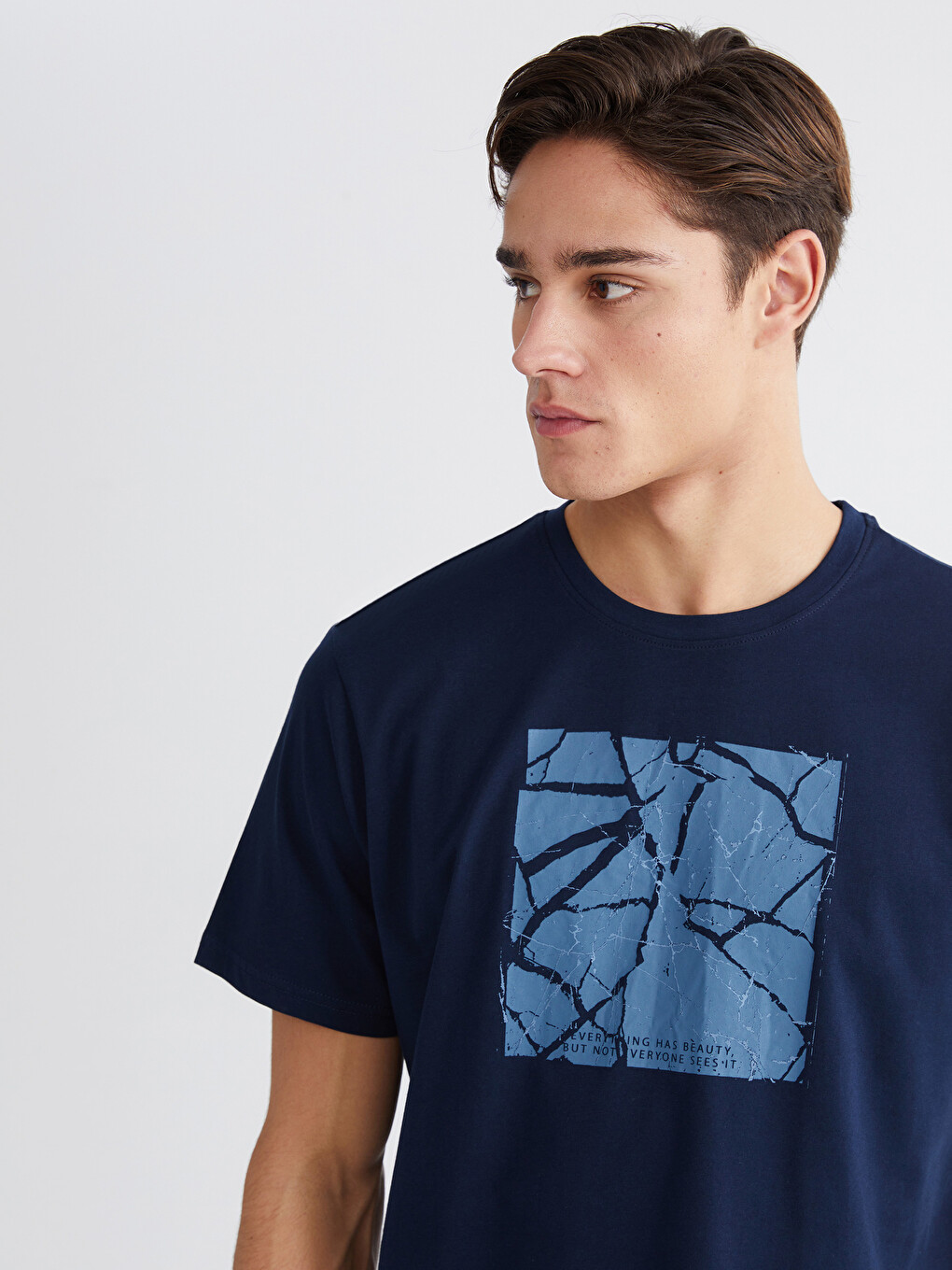 Crew Neck Short Sleeve Printed Pique Men's T-shirt