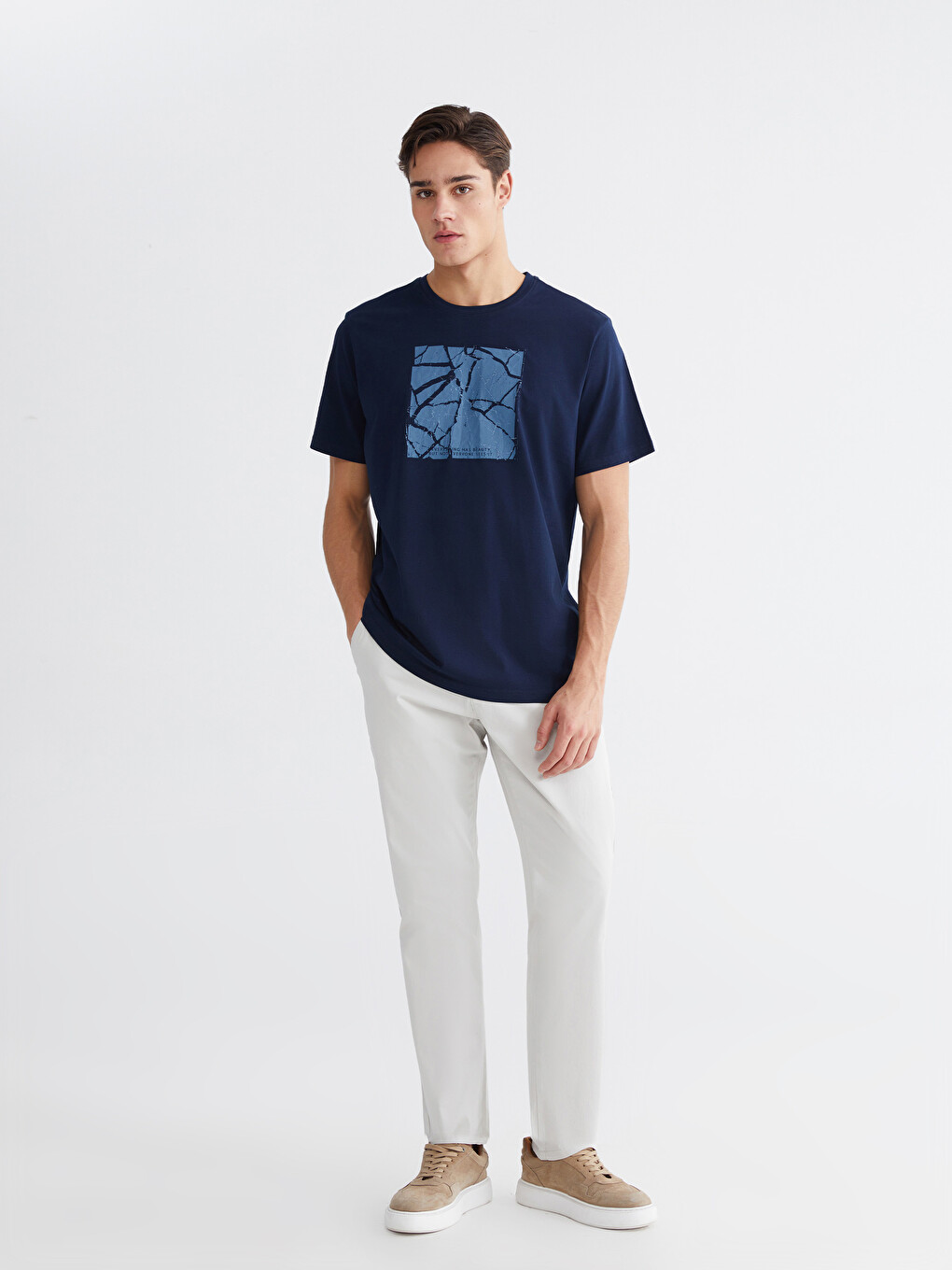 Crew Neck Short Sleeve Printed Pique Men's T-shirt-1