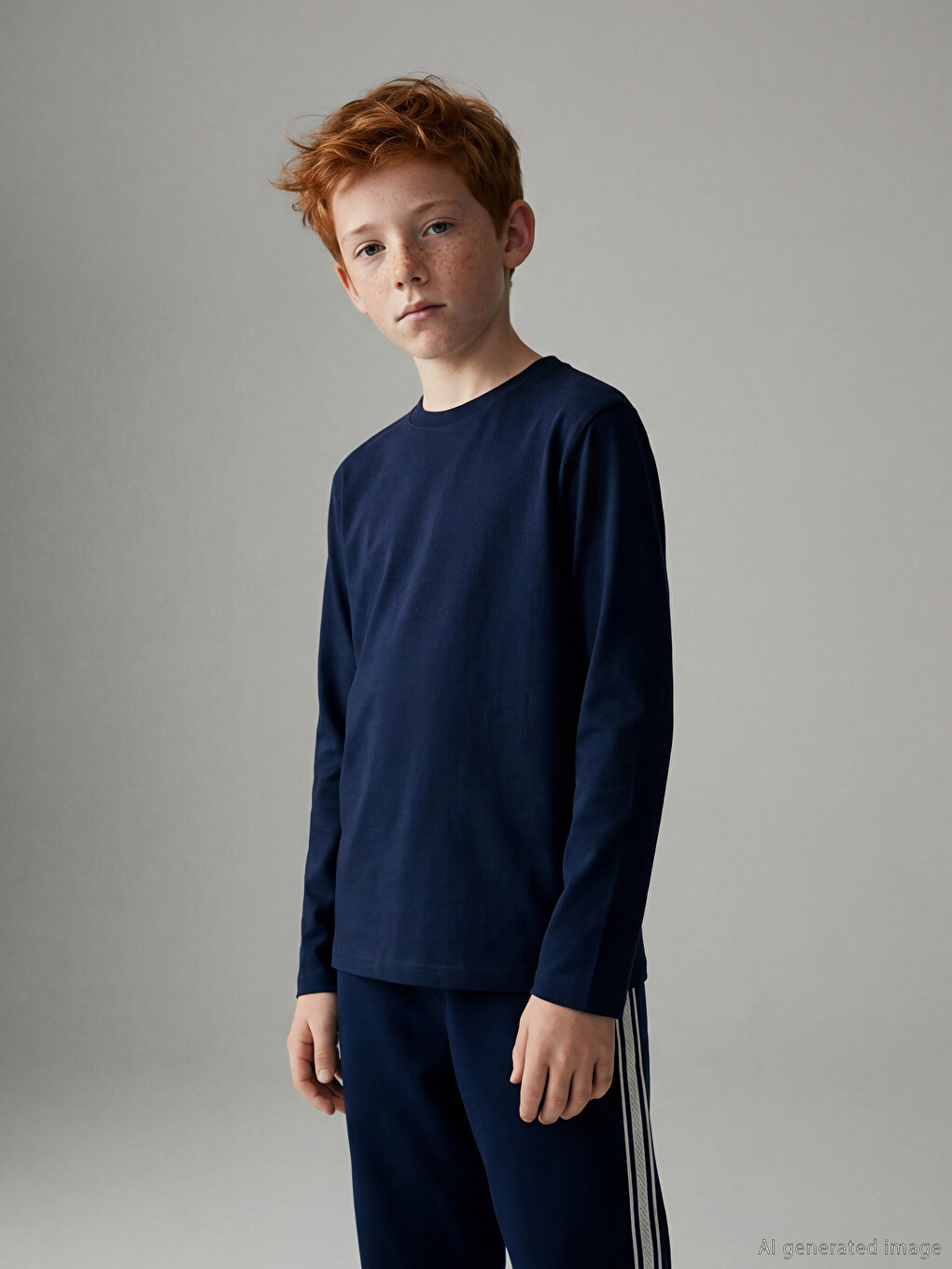 Crew Neck Basic Long Sleeve Boys' T-shirt