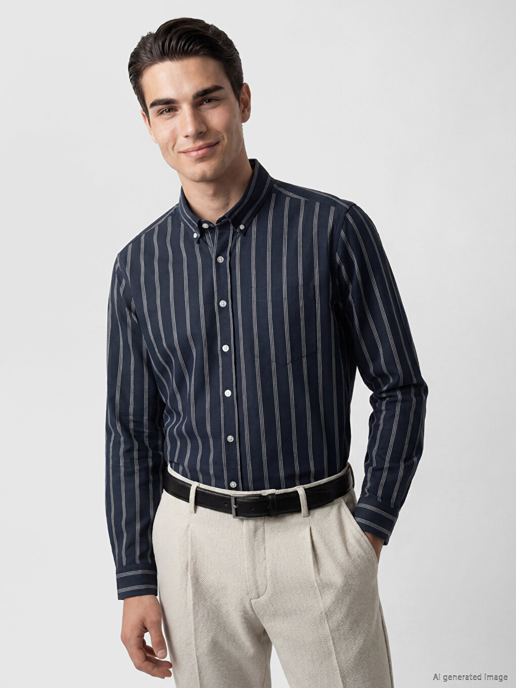 Regular Fit Long Sleeve Striped Men's Shirt