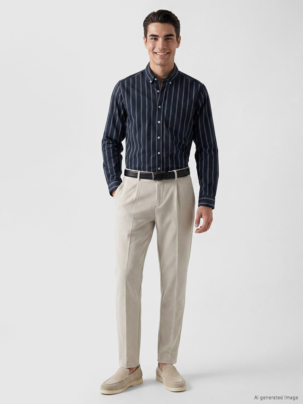 Regular Fit Long Sleeve Striped Men's Shirt-1