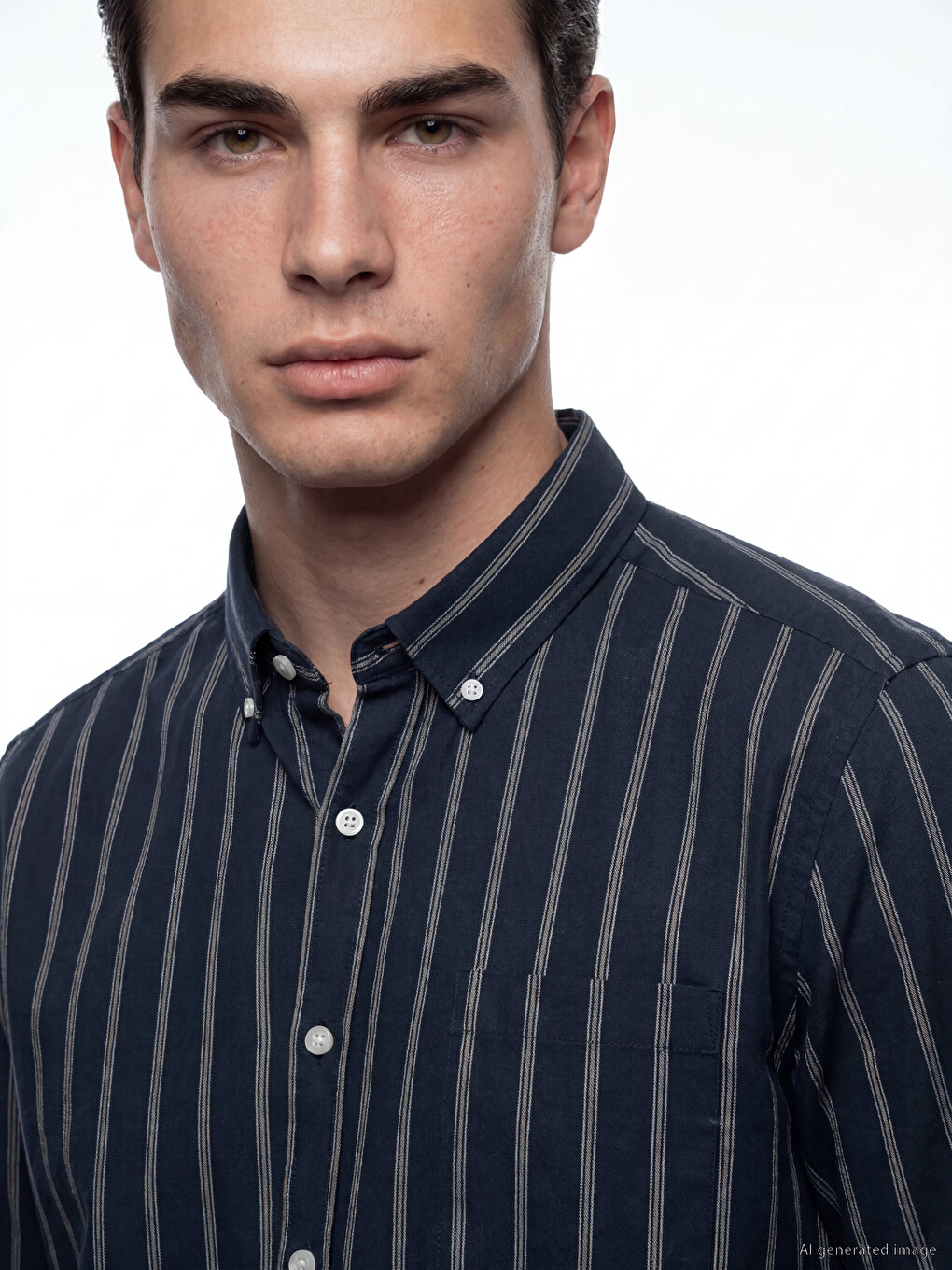 Regular Fit Long Sleeve Striped Men's Shirt-2