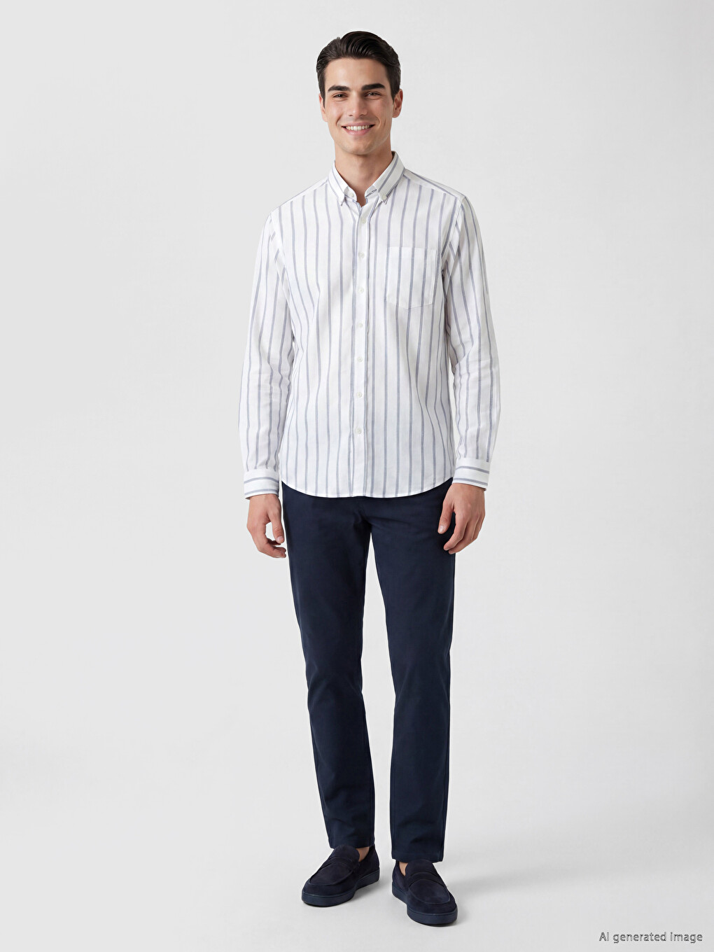 Regular Fit Long Sleeve Striped Men's Shirt-1