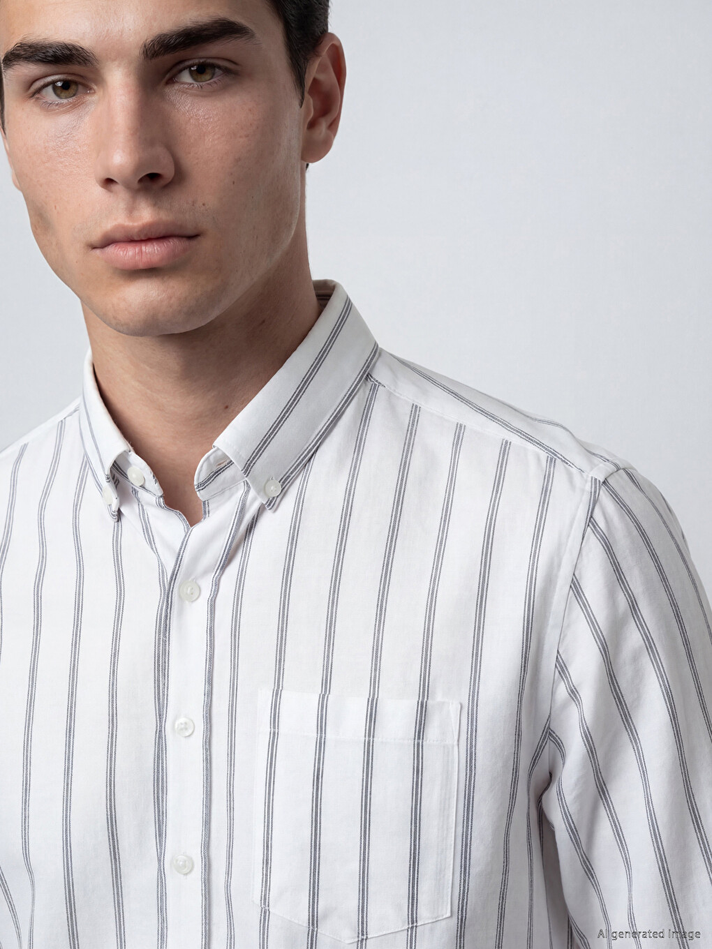 Regular Fit Long Sleeve Striped Men's Shirt-2