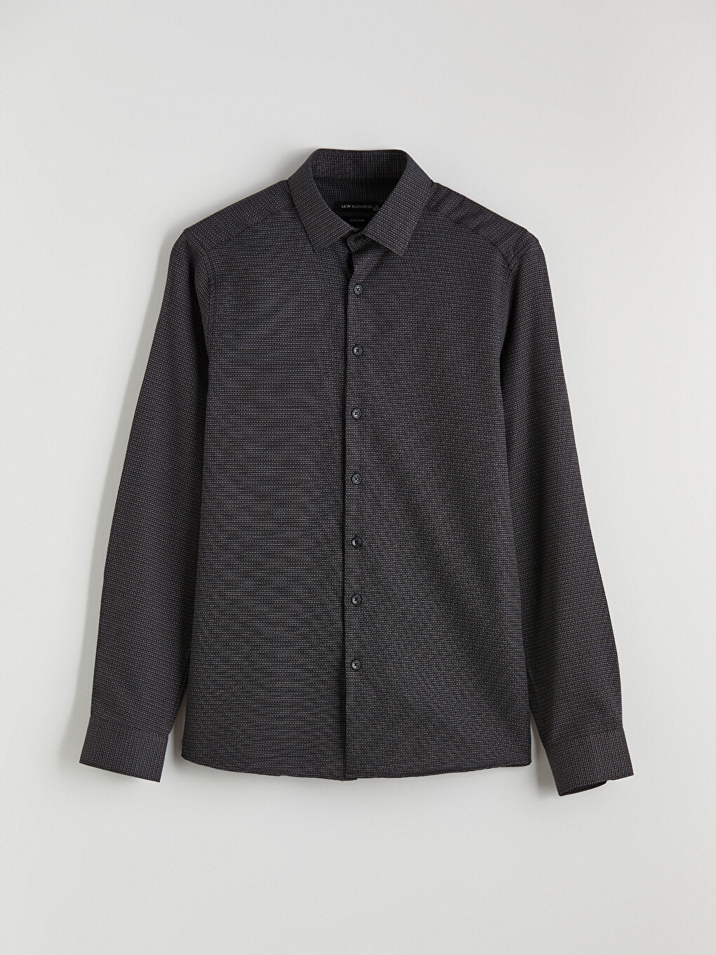 Gri Slim Fit Uzun Kollu Armürlü Erkek Gömlek-4