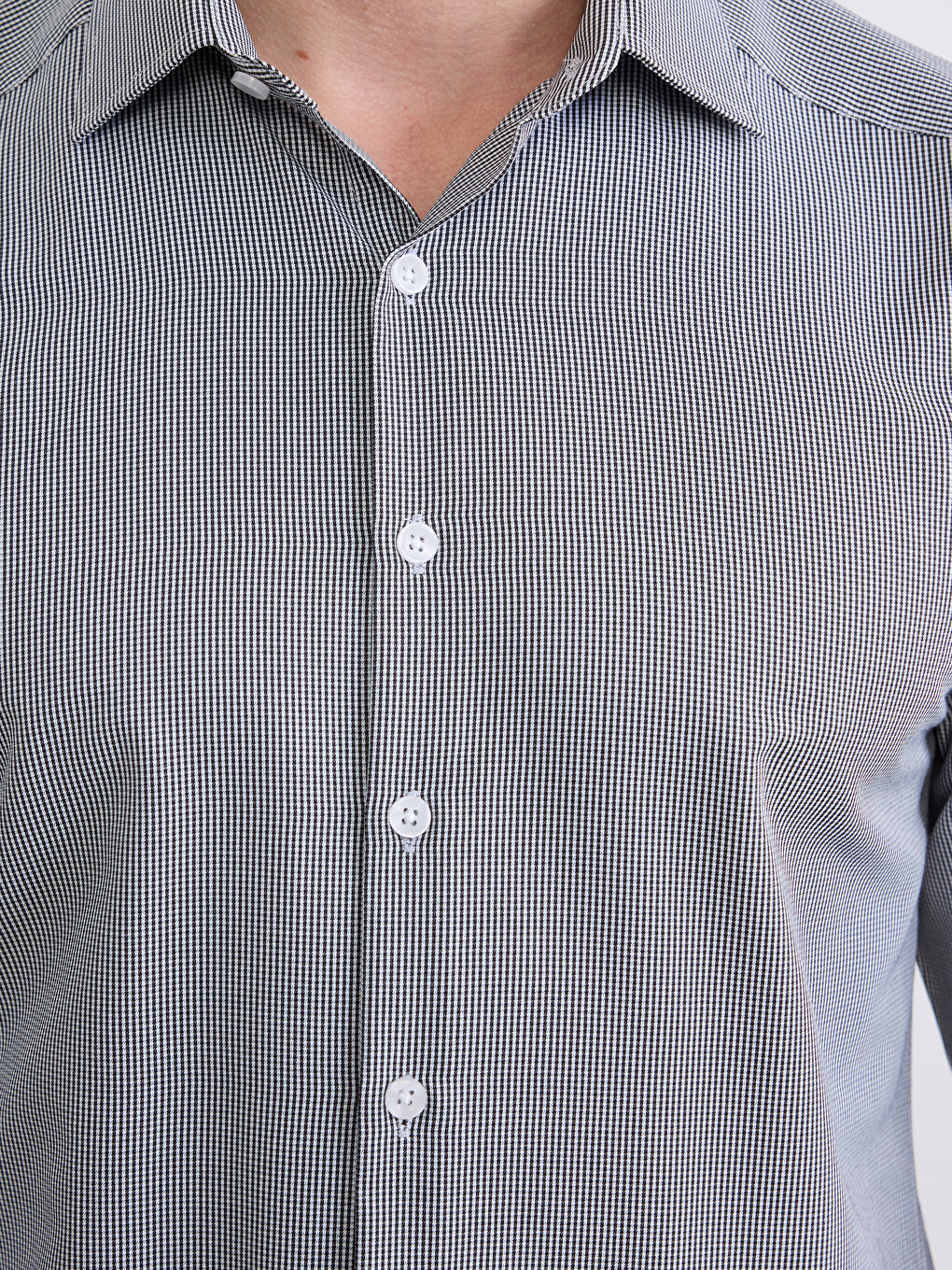 Slim Fit Long Sleeve Plaid Twill Men's Shirt-2