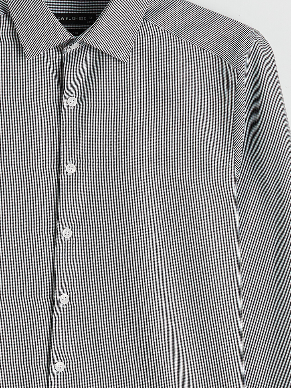Slim Fit Long Sleeve Plaid Twill Men's Shirt-5