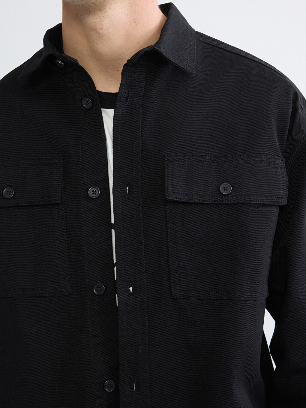 Relaxed Fit Twill Men's Shirt Jacket-2