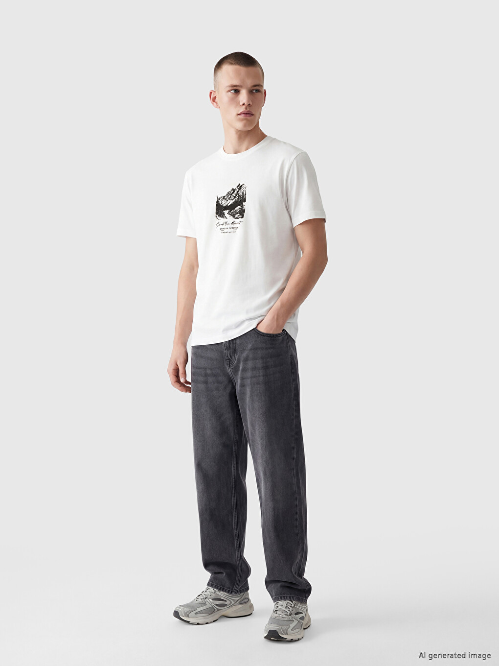 Crew Neck Short Sleeve Printed Combed Cotton Men's T-shirt-1