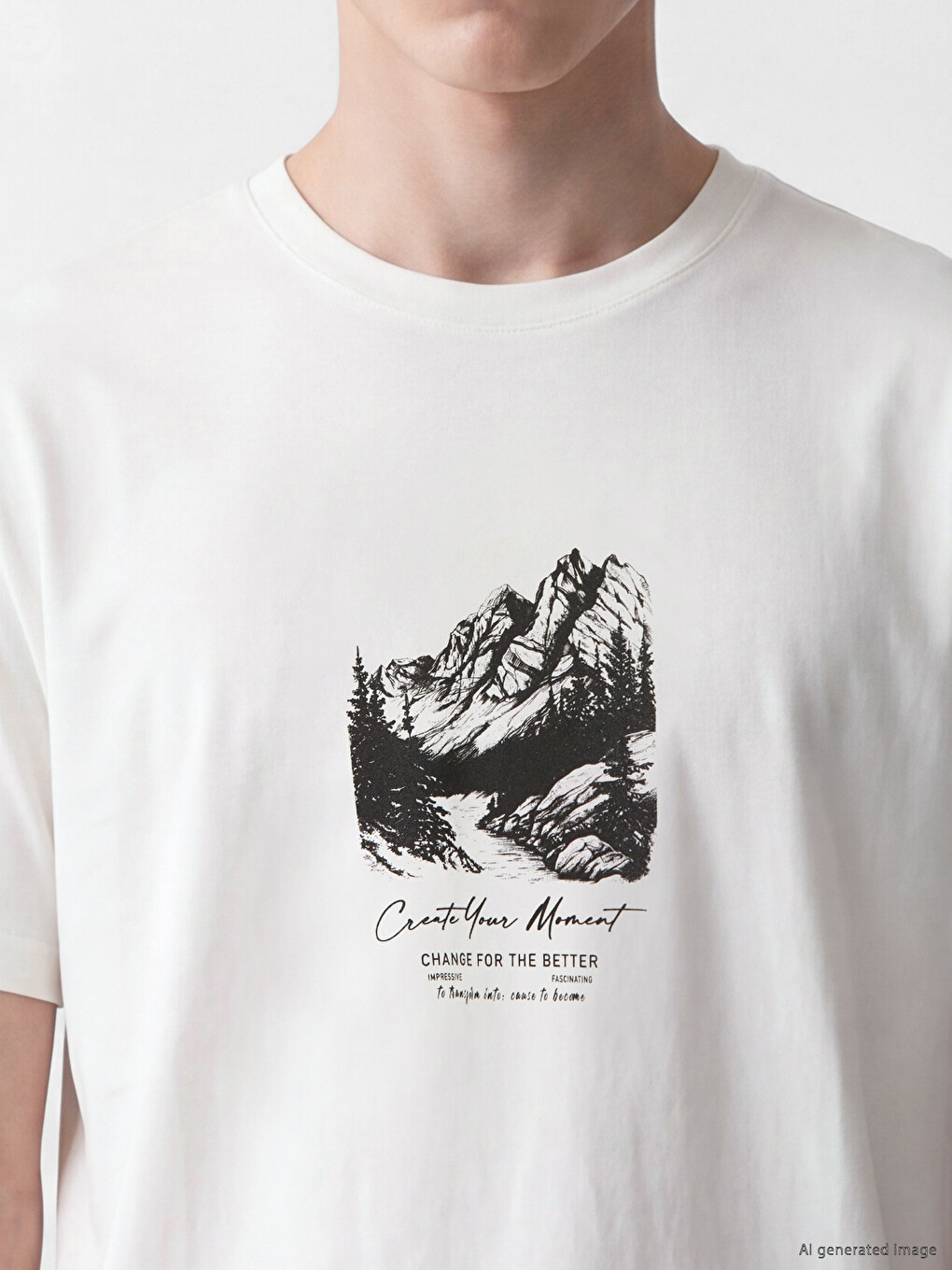Crew Neck Short Sleeve Printed Combed Cotton Men's T-shirt-2