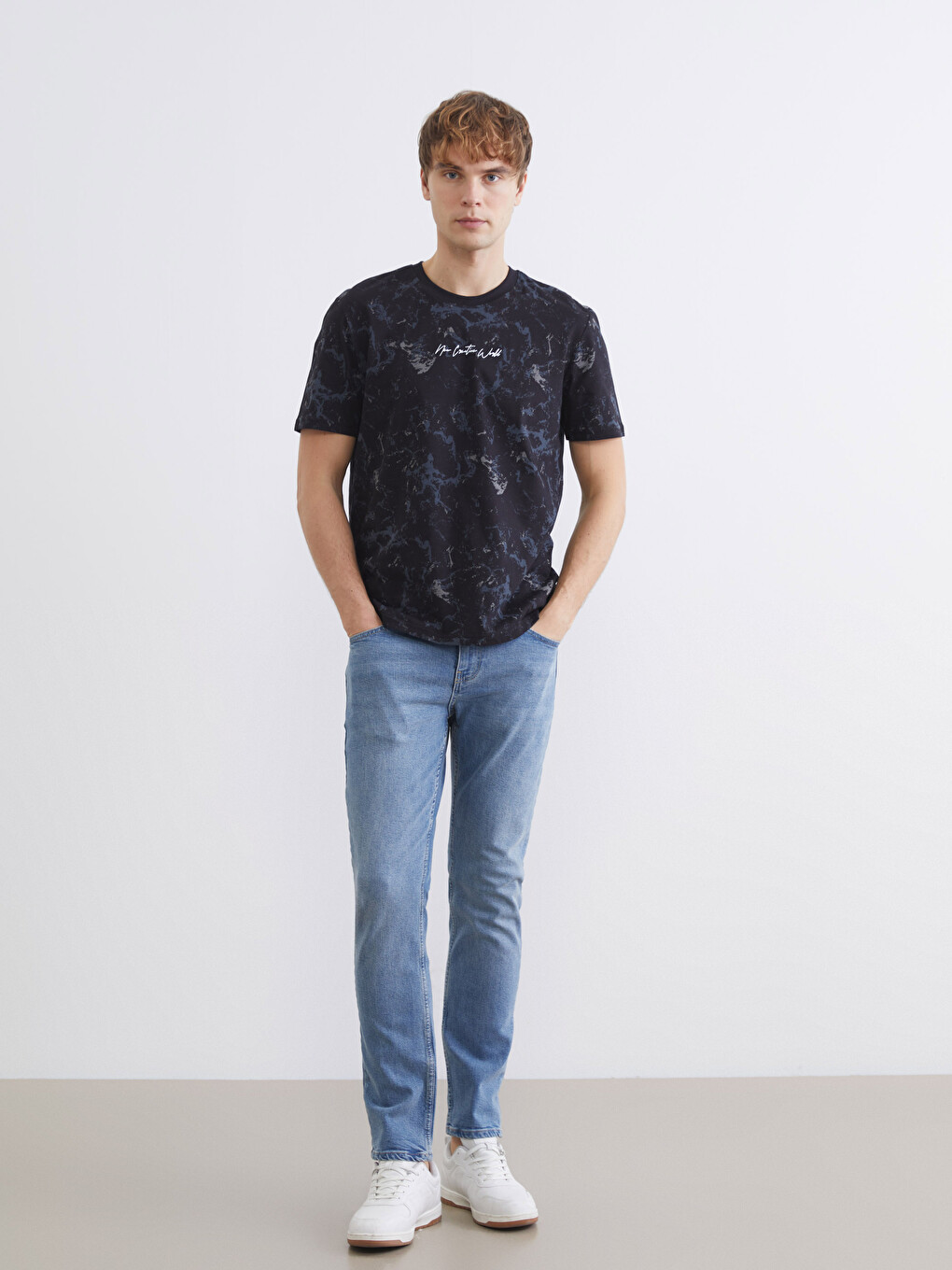 Crew Neck Short Sleeve Printed Combed Cotton Men's T-shirt-1