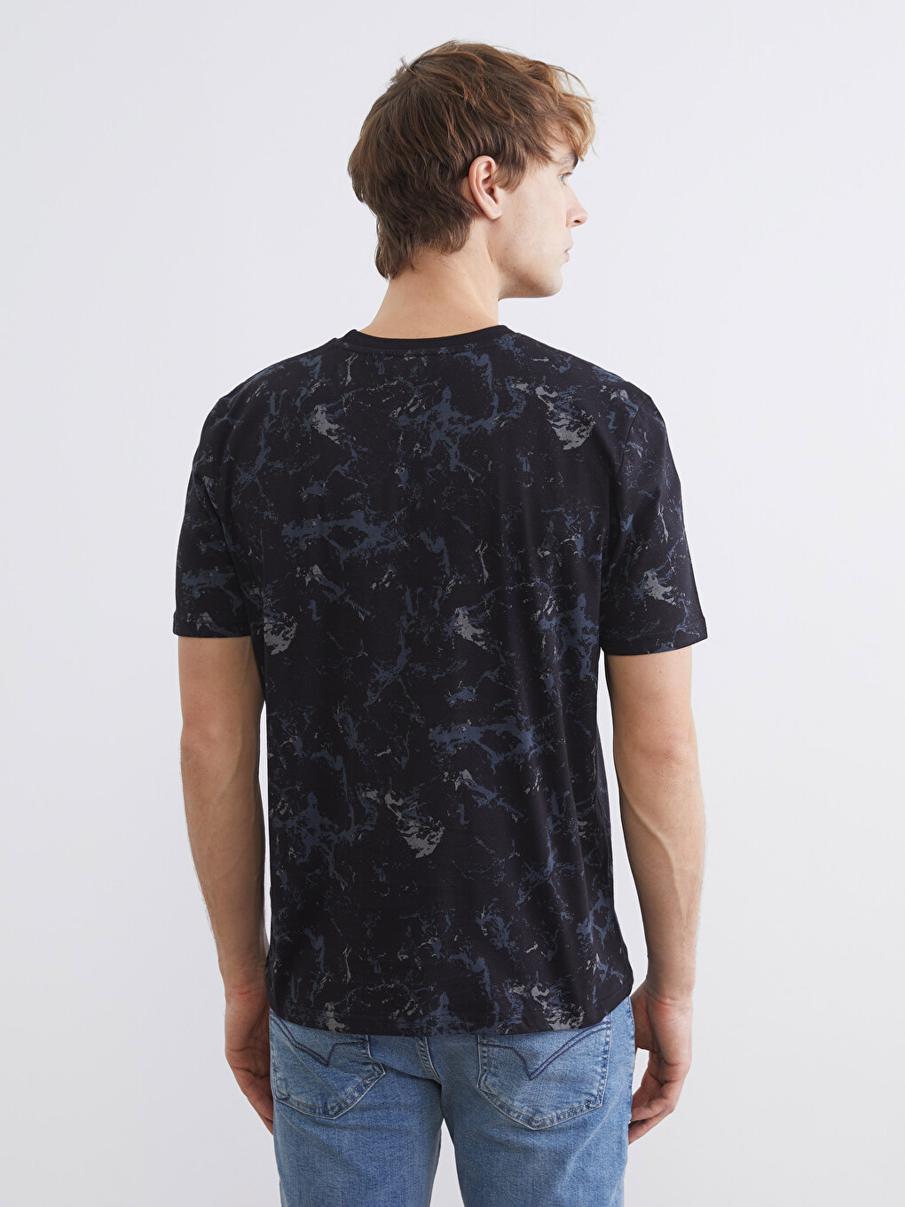 Crew Neck Short Sleeve Printed Combed Cotton Men's T-shirt-3