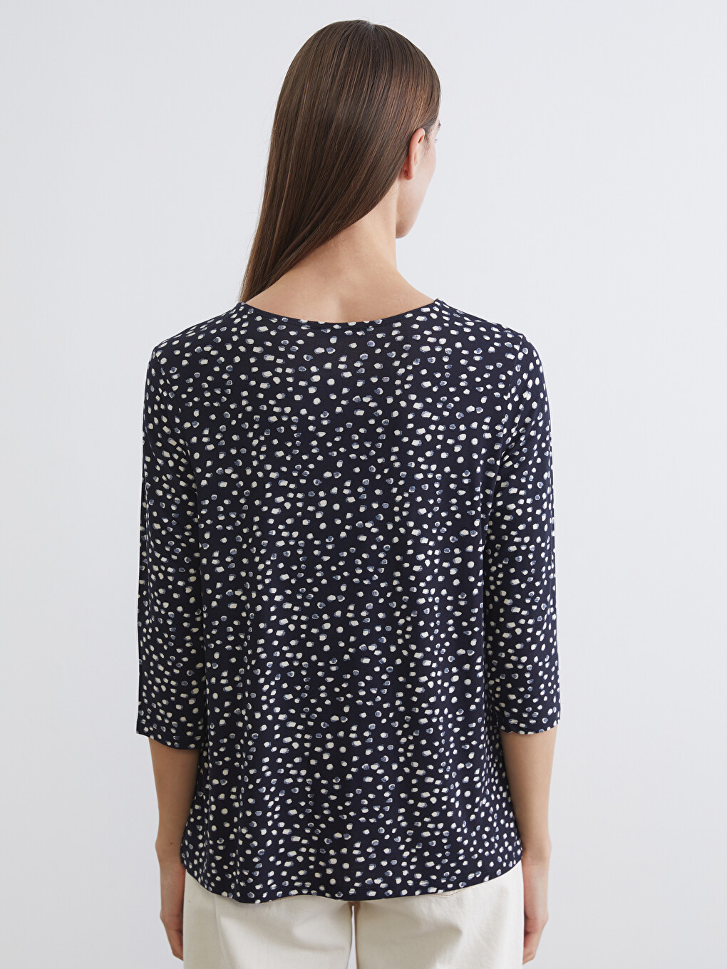 Crew Neck Polka Dot Women's T-shirt-3