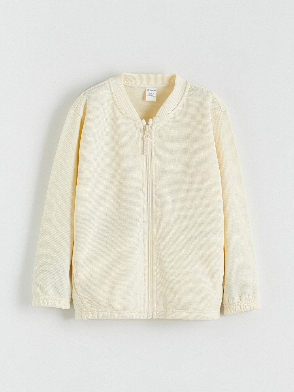 Ekru Basic Erkek Çocuk Fermuarlı Sweatshirt-1