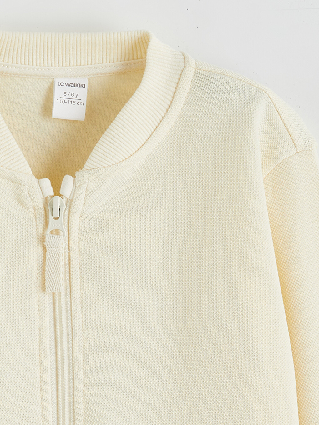 Ekru Basic Erkek Çocuk Fermuarlı Sweatshirt-2