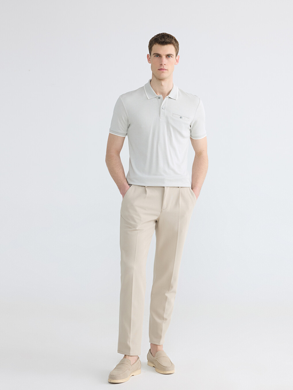 Polo Neck Mercerized-look Men's T-shirt-1