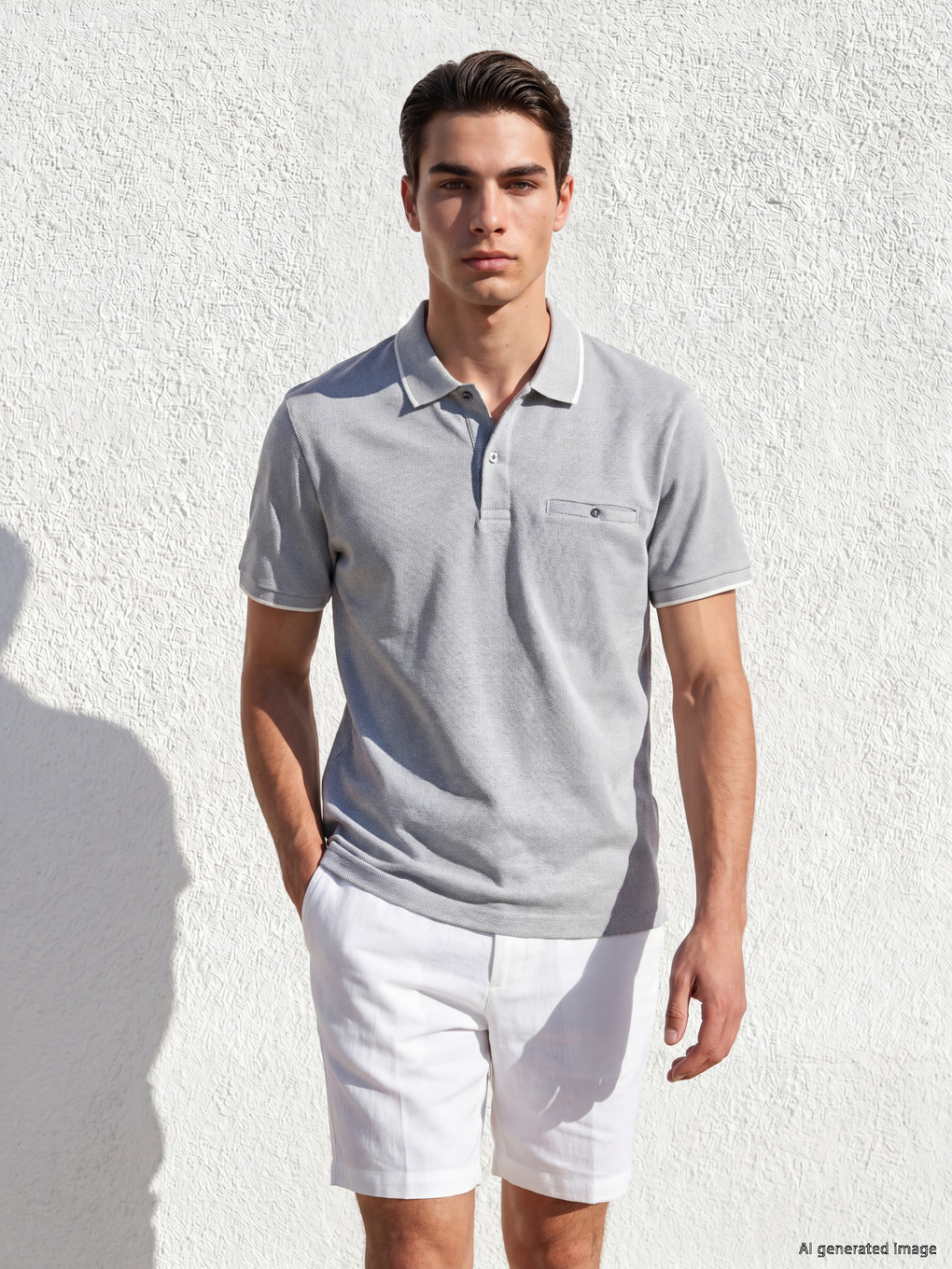 Polo Neck Mercerized-look Men's T-shirt