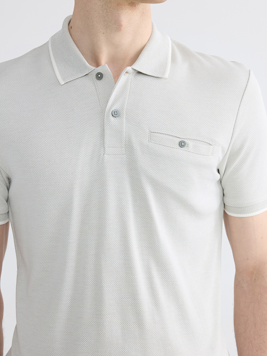 Polo Neck Mercerized-look Men's T-shirt-2