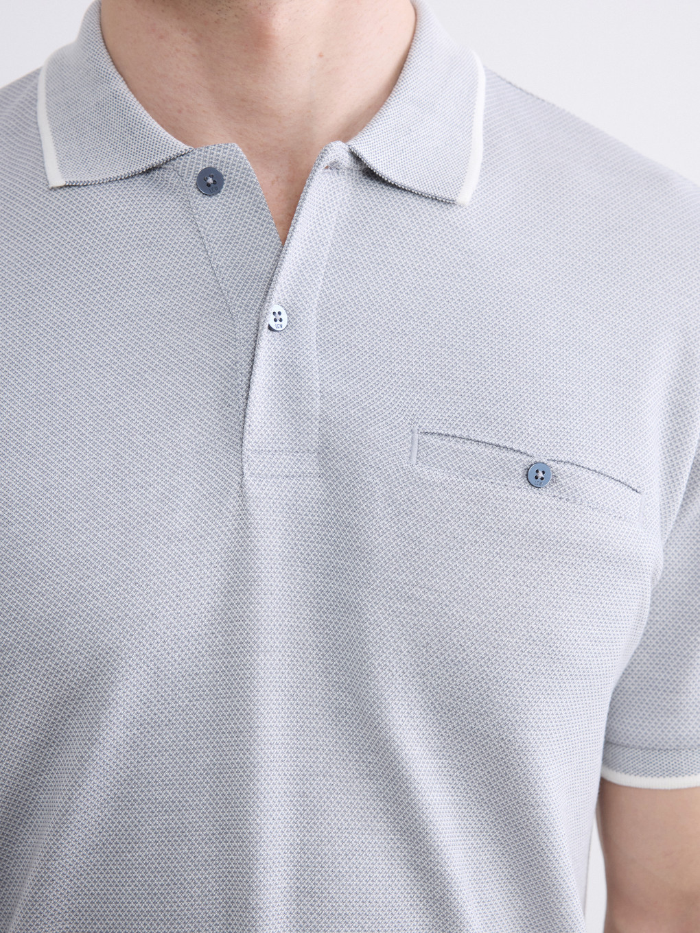 Polo Neck Mercerized-look Men's T-shirt-4