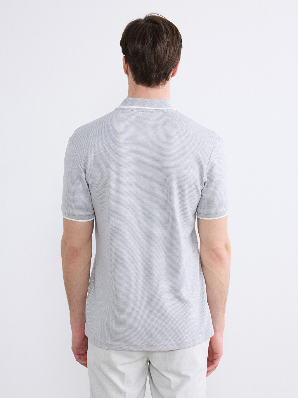 Polo Neck Mercerized-look Men's T-shirt-5