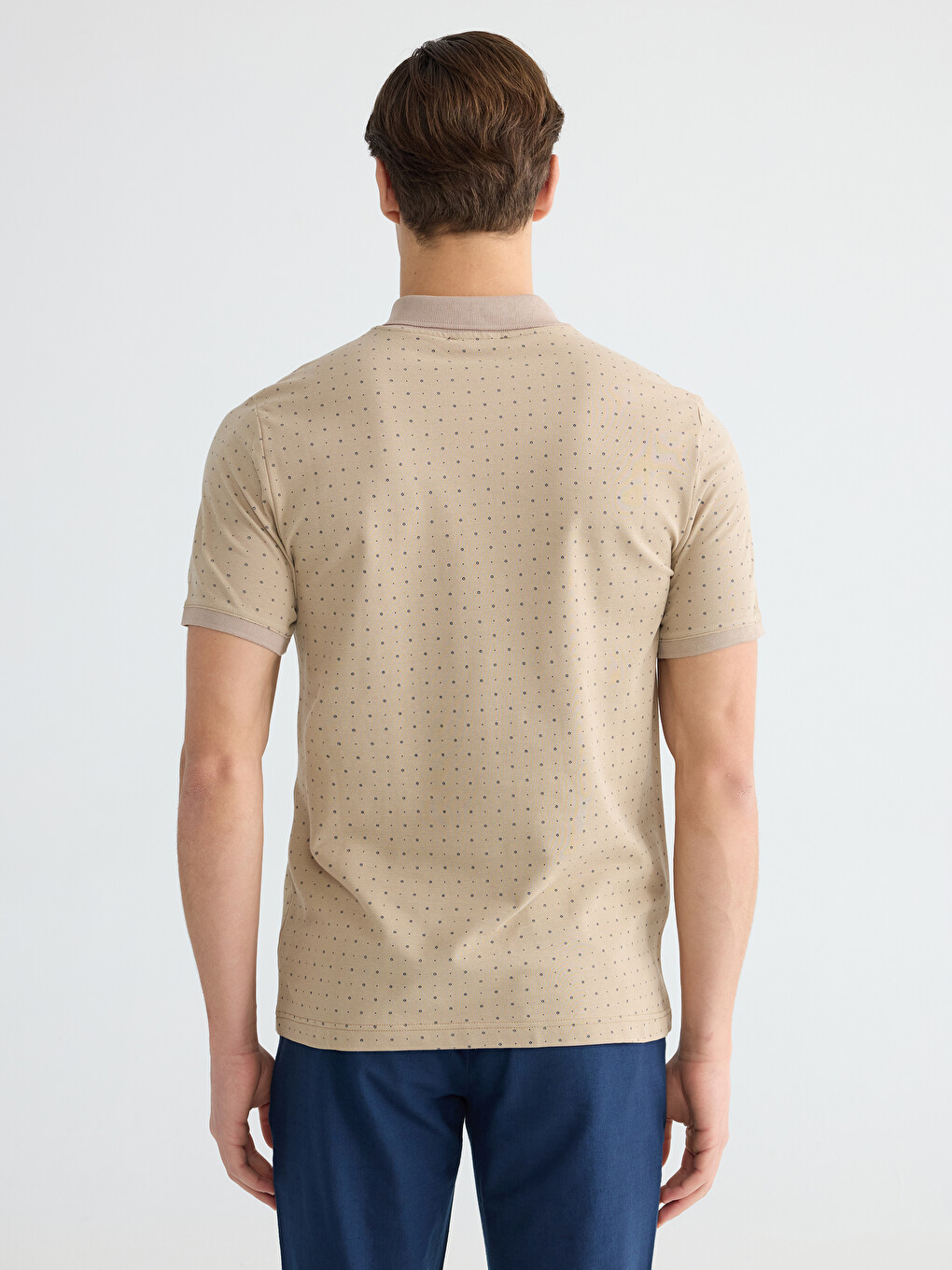 Polo Neck Short Sleeve Patterned Pique Men's T-shirt-3