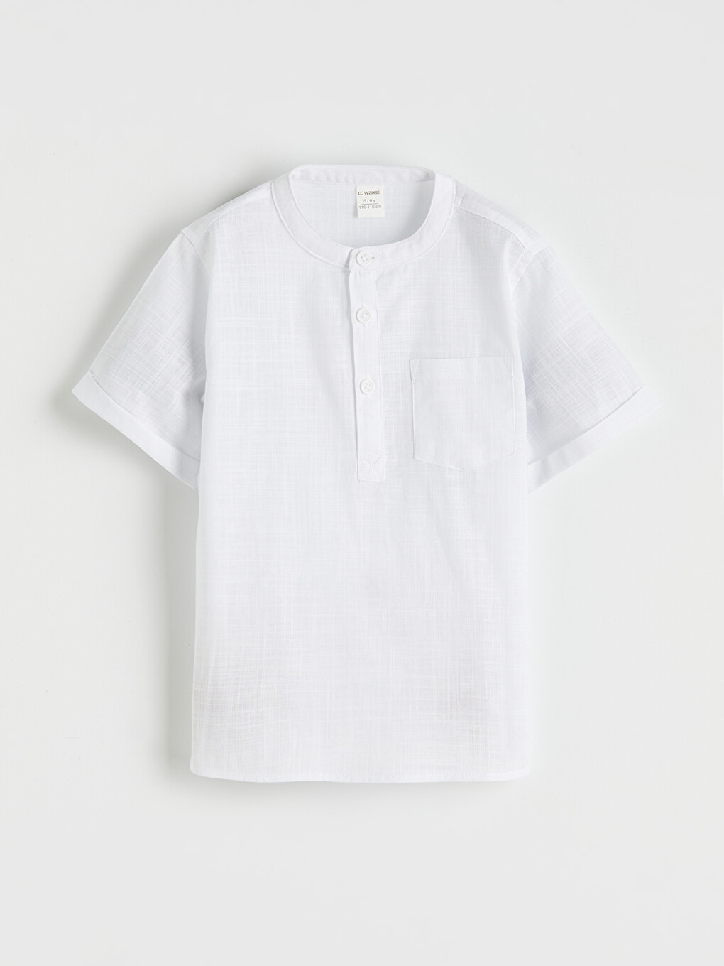Grandad Collar Poplin Boys' Shirt-1