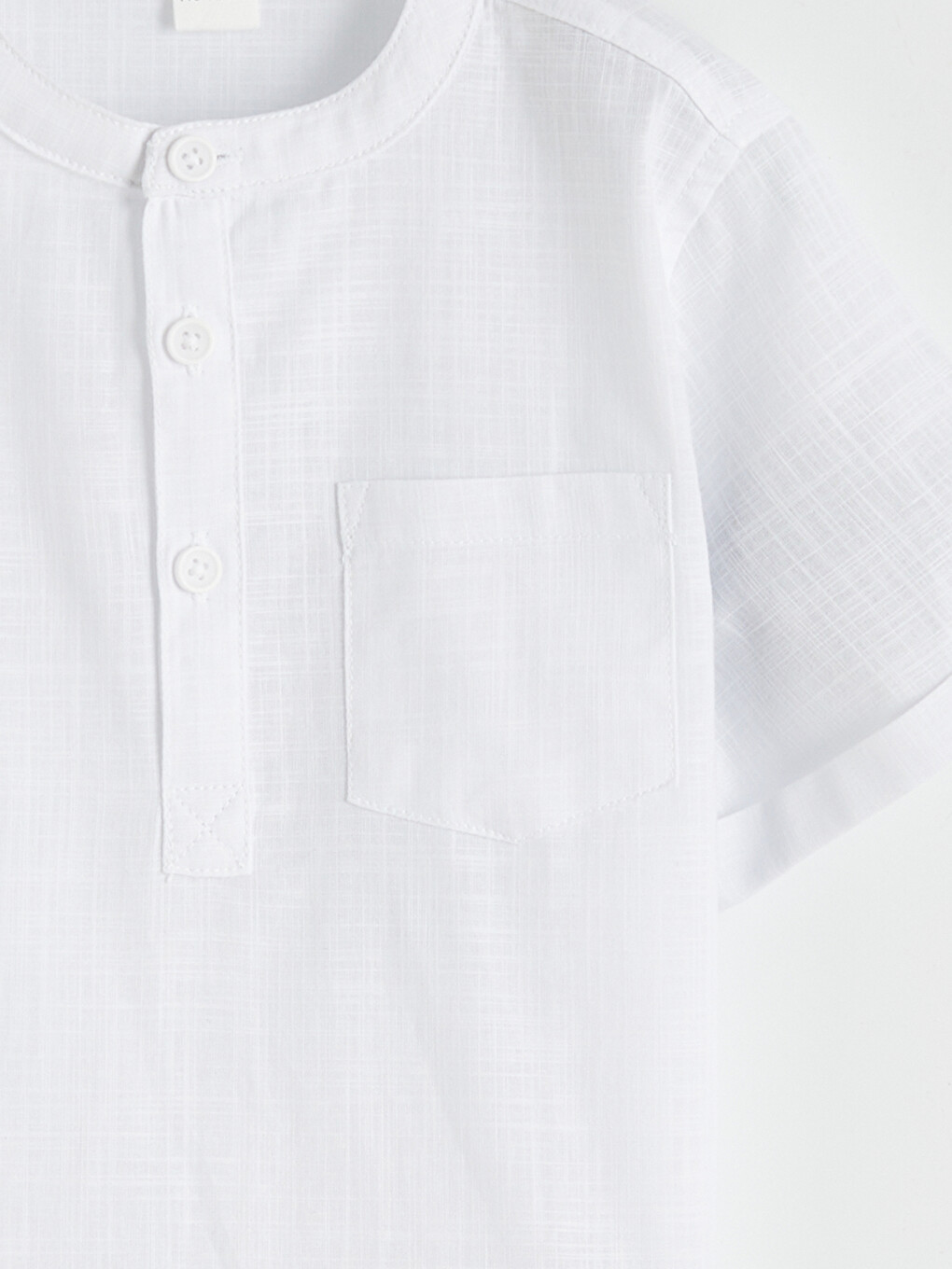 Grandad Collar Poplin Boys' Shirt-3
