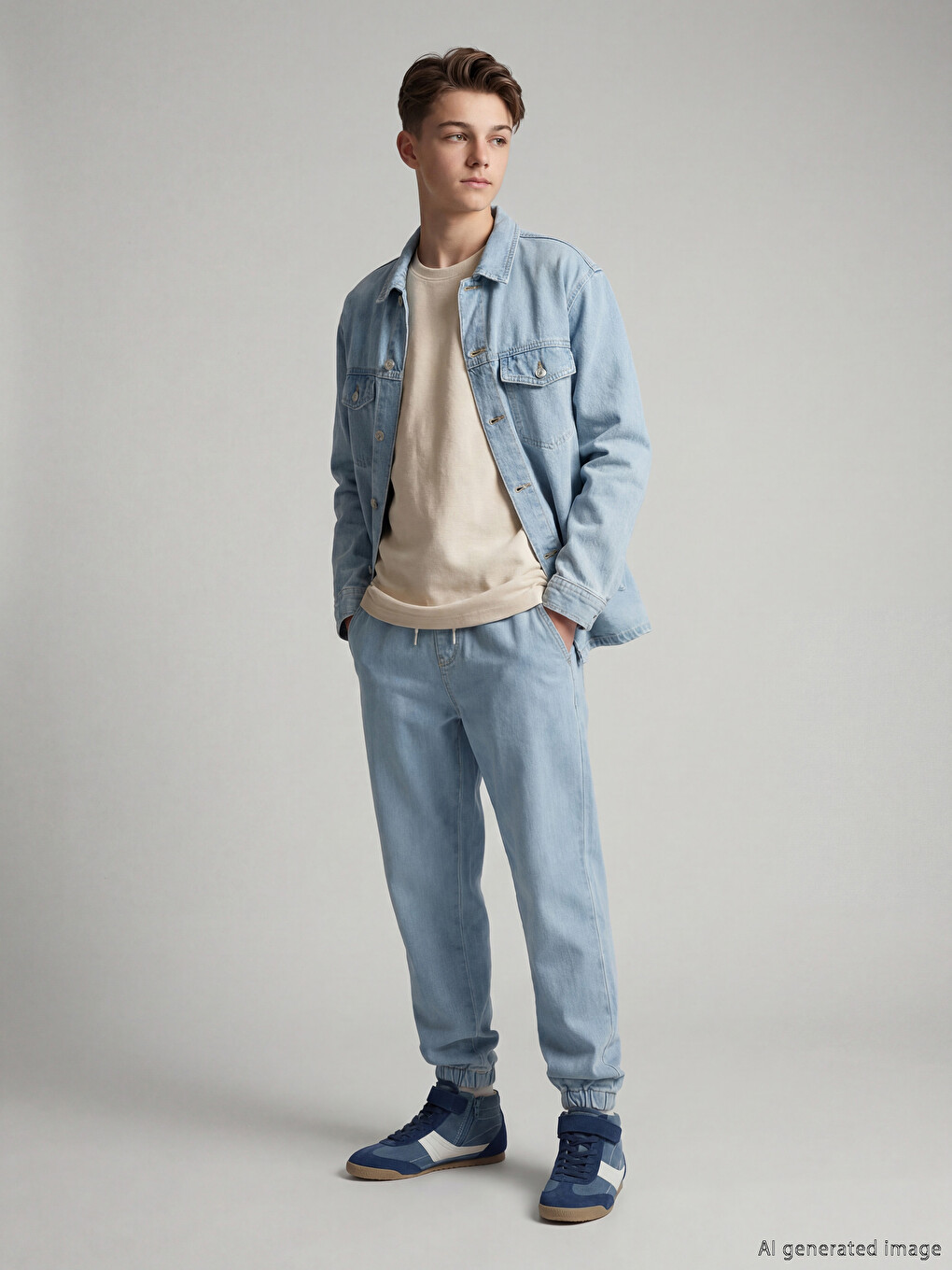İndigo Beli Lastikli Erkek Çocuk Jogger Jean Pantolon