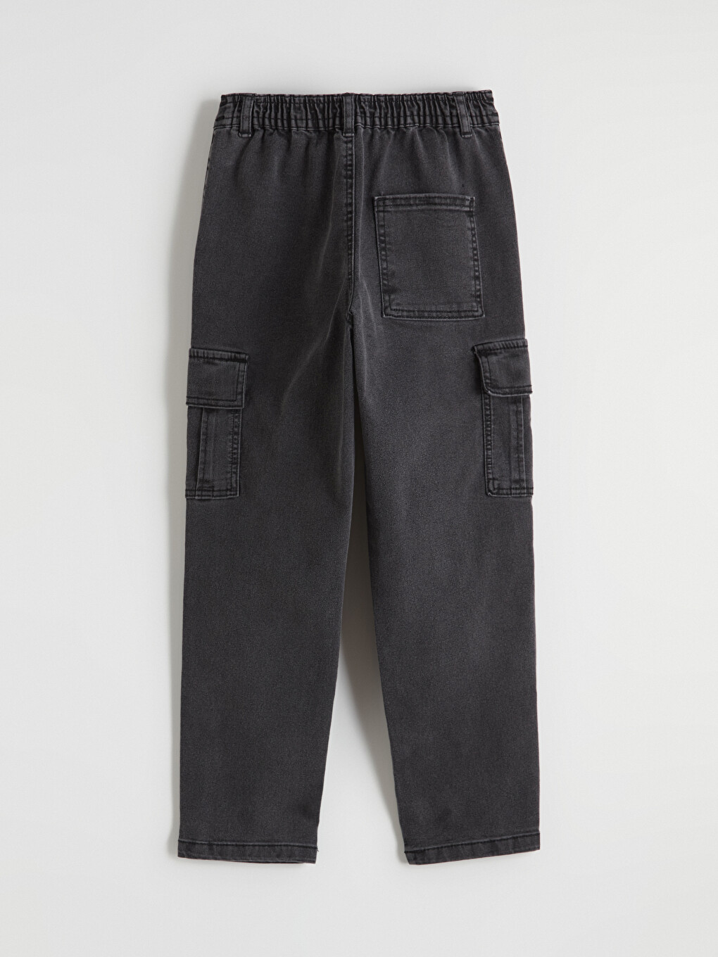 Antrasit Beli Lastikli Erkek Çocuk Kargo Jean Pantolon-3