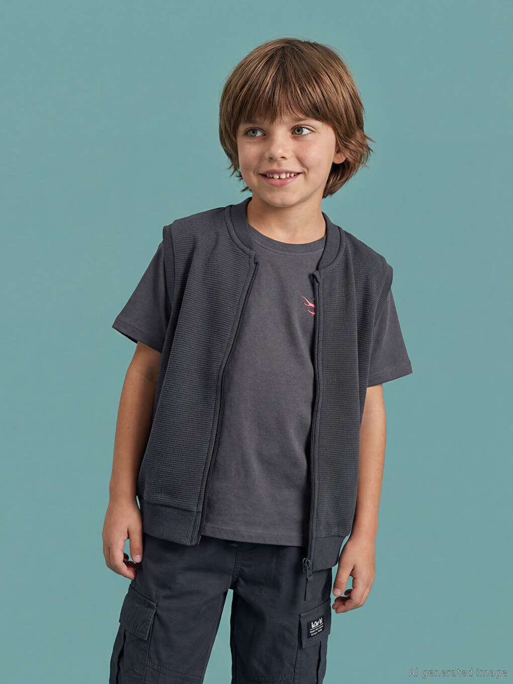 V Neck Basic Boys' Waistcoat