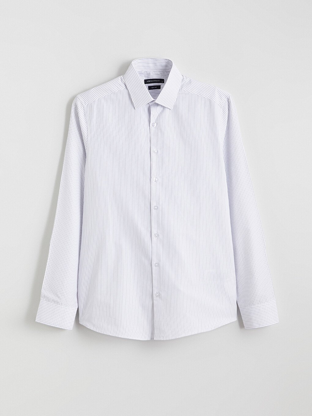 Slim Fit Long Sleeve Striped Poplin Men's Shirt-3