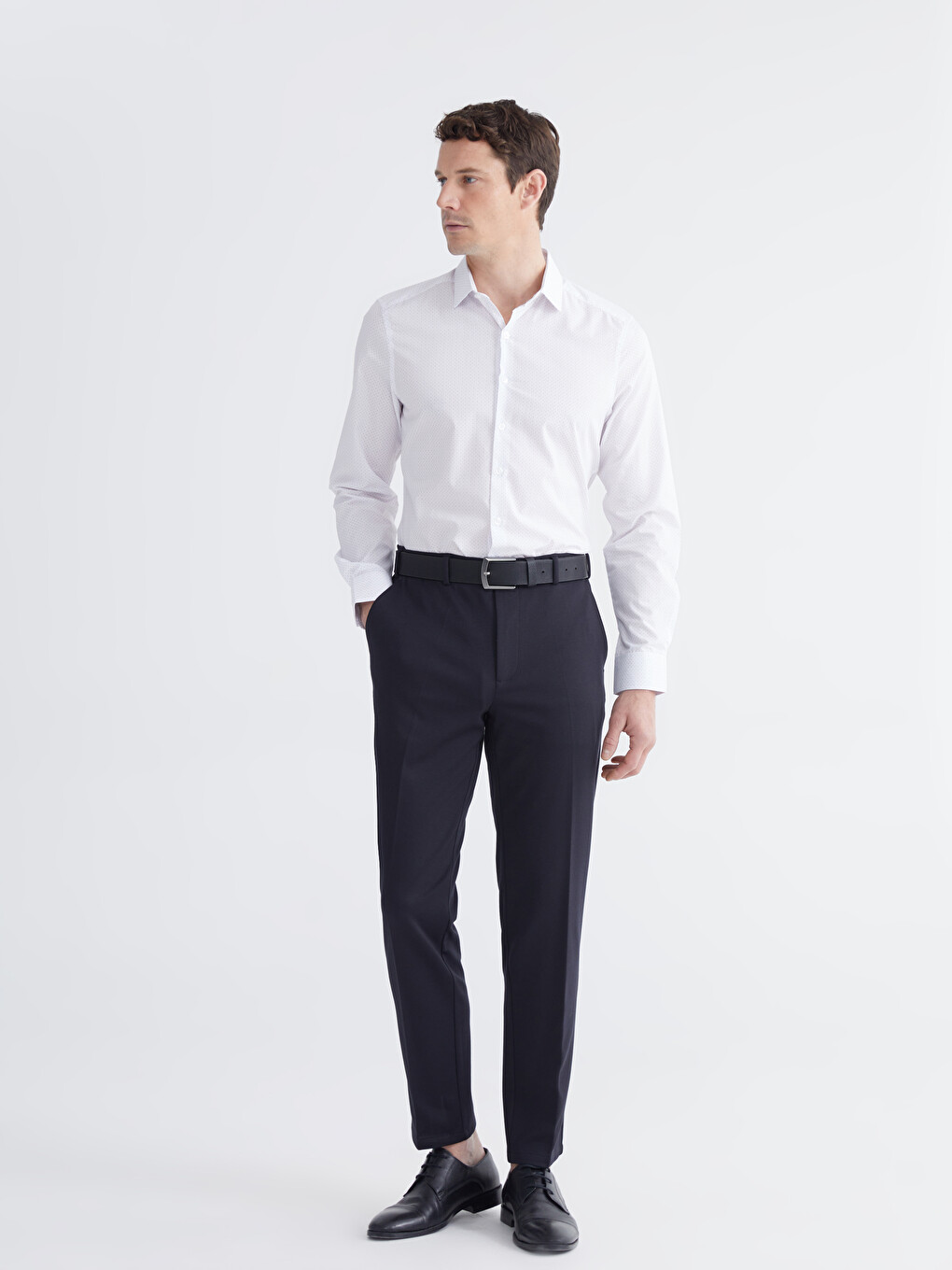 Slim Fit Long Sleeve Patterned Poplin Men's Shirt-2