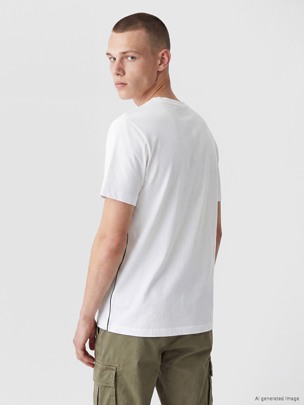 T-shirt Për Burra Me Jakë Të Rrumbullakët, Me Blloqe Ngjyrash, Nga Pëlhurë Penje-3