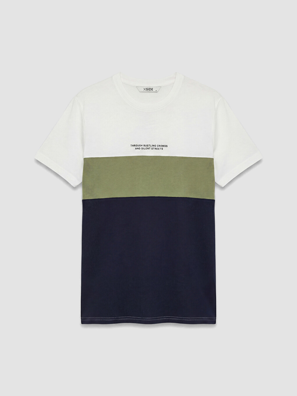 T-shirt Për Burra Me Jakë Të Rrumbullakët, Me Blloqe Ngjyrash, Nga Pëlhurë Penje-4